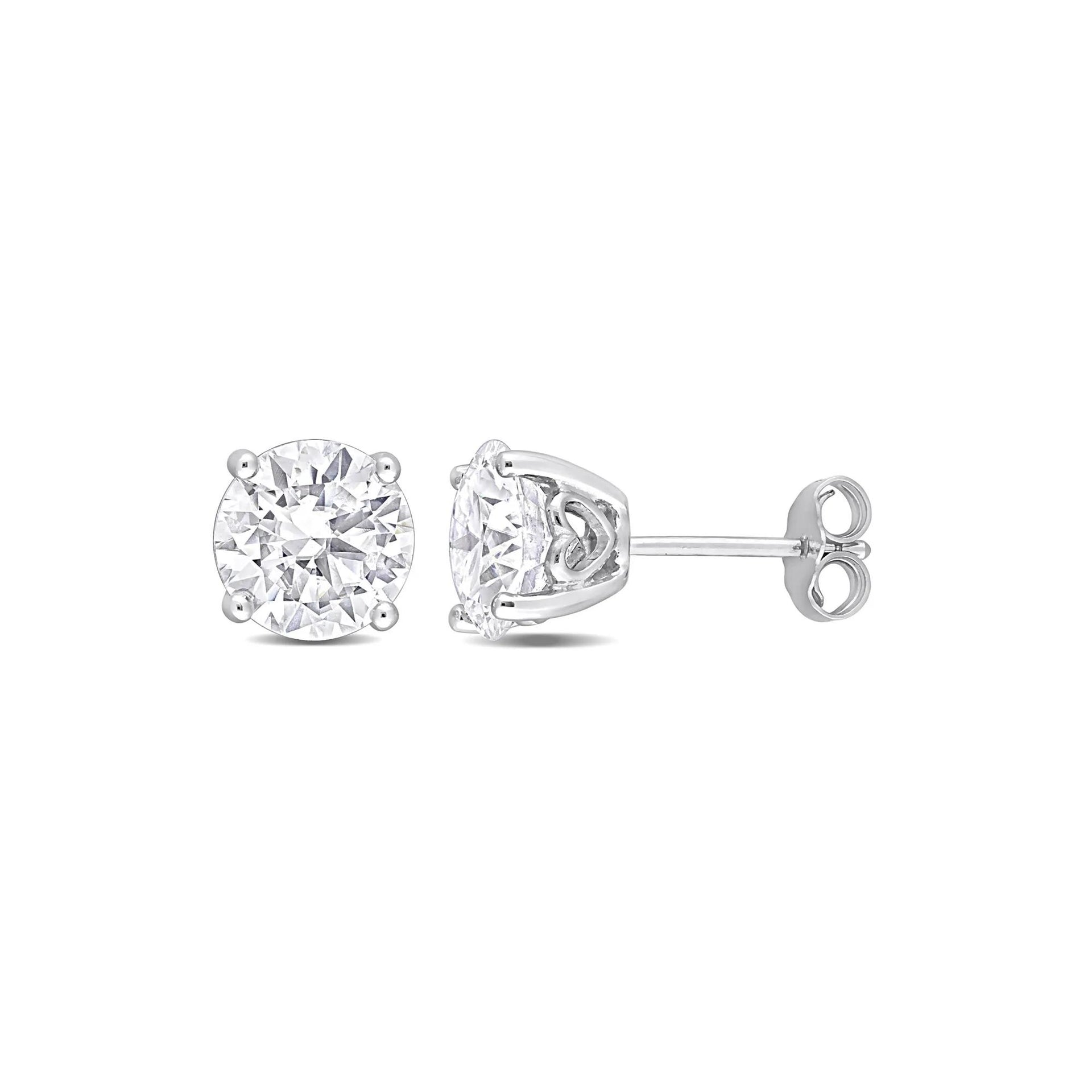 Lab-Created Moissanite Round Solitaire Stud Earrings .925 Sterling Silver (3/4 CT. Dew) White Size 7.90mm