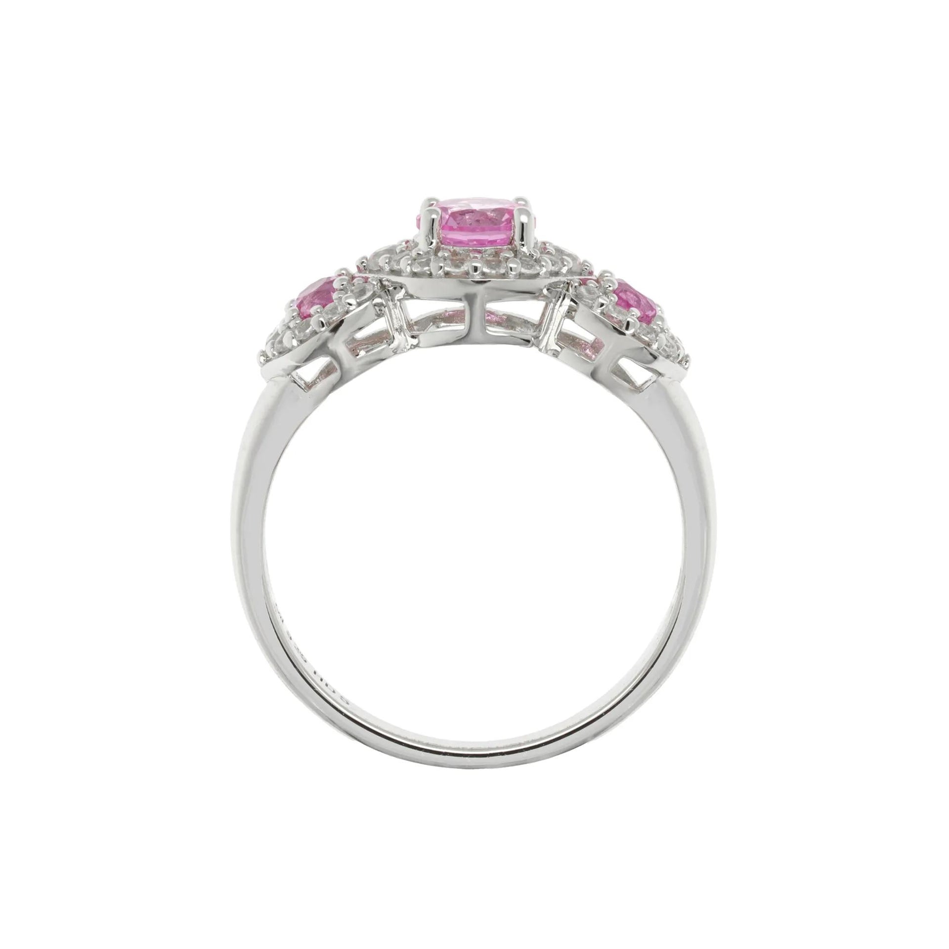 Lab-Created Multi-Gemstone Ring .925 Sterling Silver White Size 7 2mm