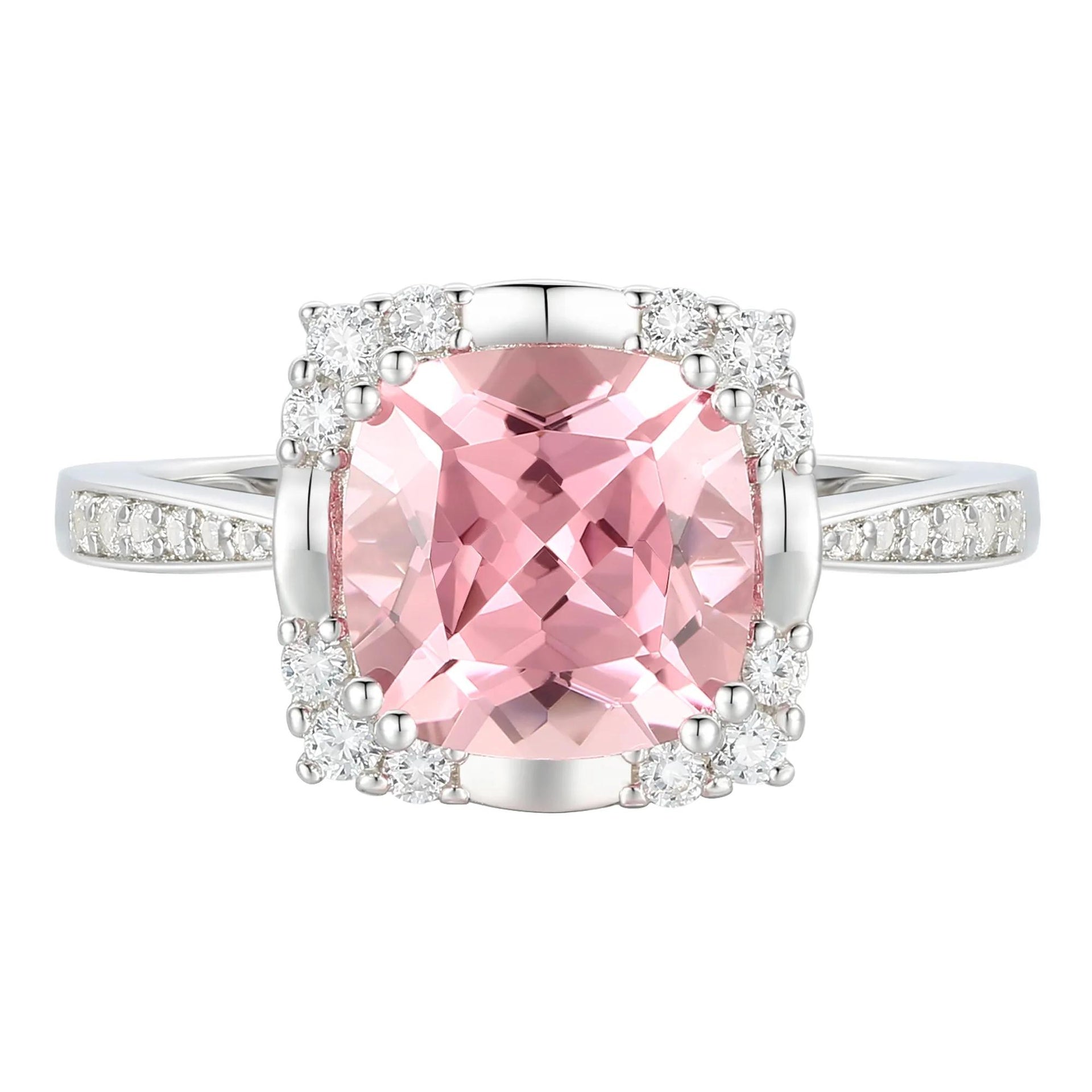 Lab-Created Pink & Lab-Created White Sapphire Ring Earring and Pendant Set .925 Sterling Silver Size 8 1mm