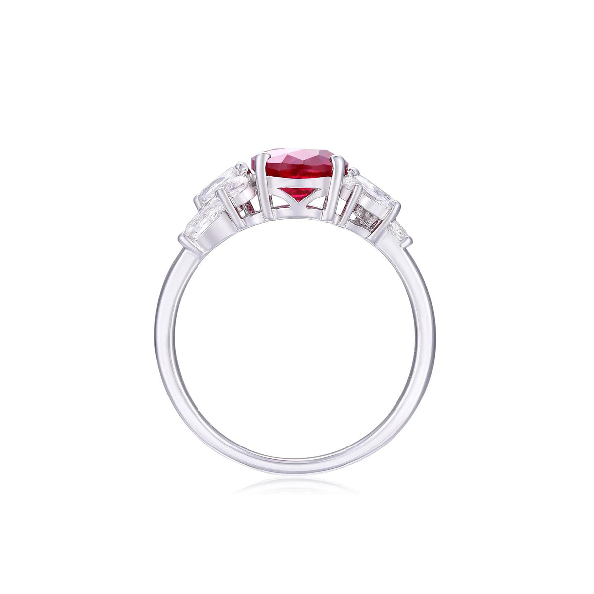 Lab-Created Ruby and Lab-Created White Sapphire Ring .925 Sterling Silver Size 6.5