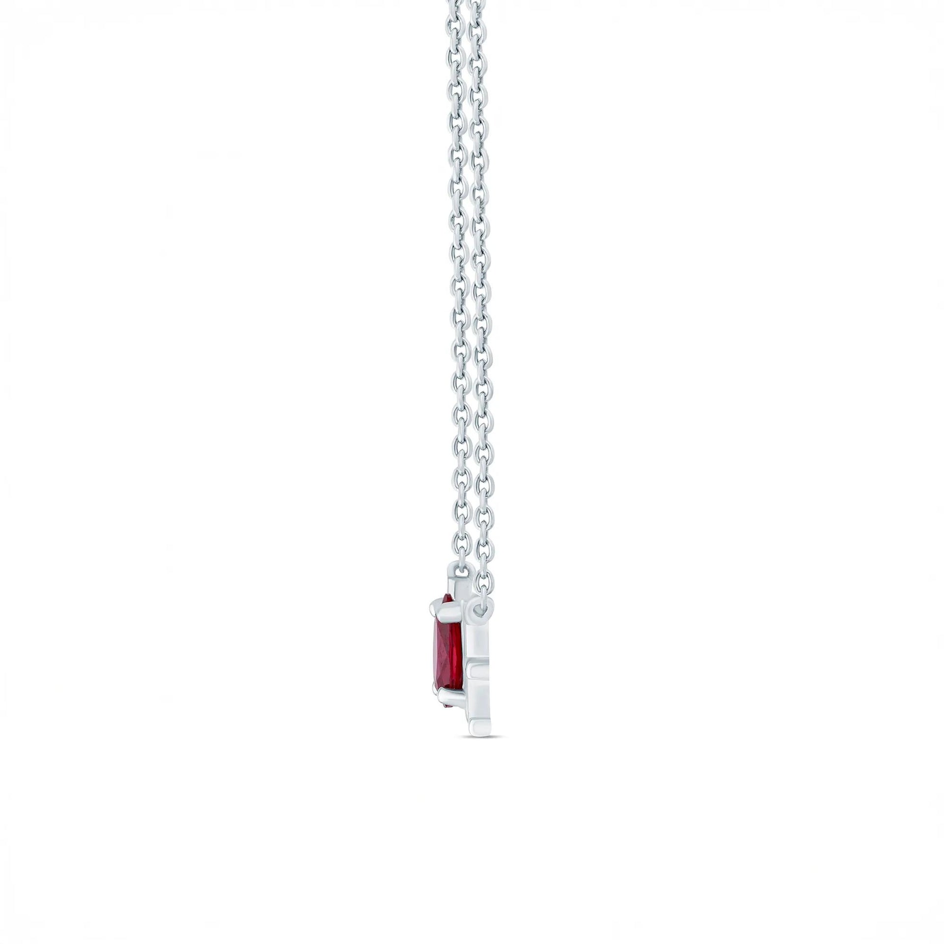 Lab-Created Ruby Love Necklace .925 Sterling Silver White Size 17.75"