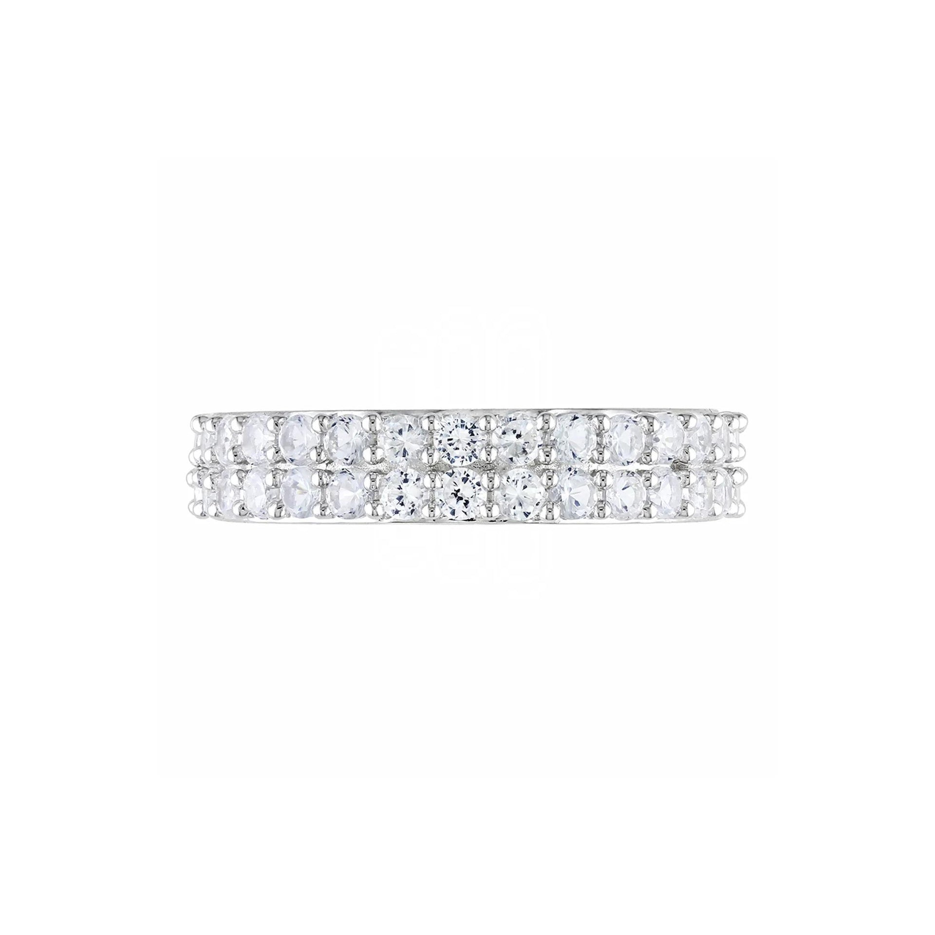 Lab Created Sapphire Band Ring .925 Sterling Silver White Size 10