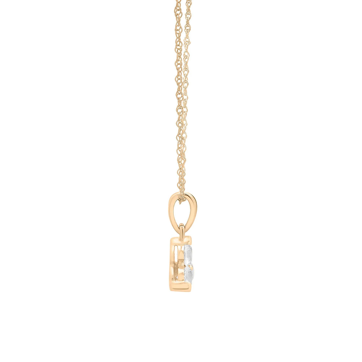 Lab-Created White Sapphire Three-Stone Triangle Birthstone Pendant Necklace 10K Yellow Gold Size 18"