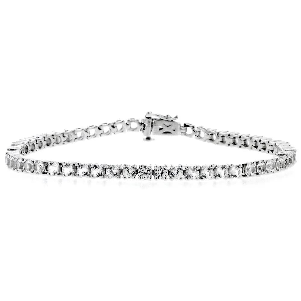 Lab Created White Sapphire Bracelet .925 Sterling Silver Size 7.25"