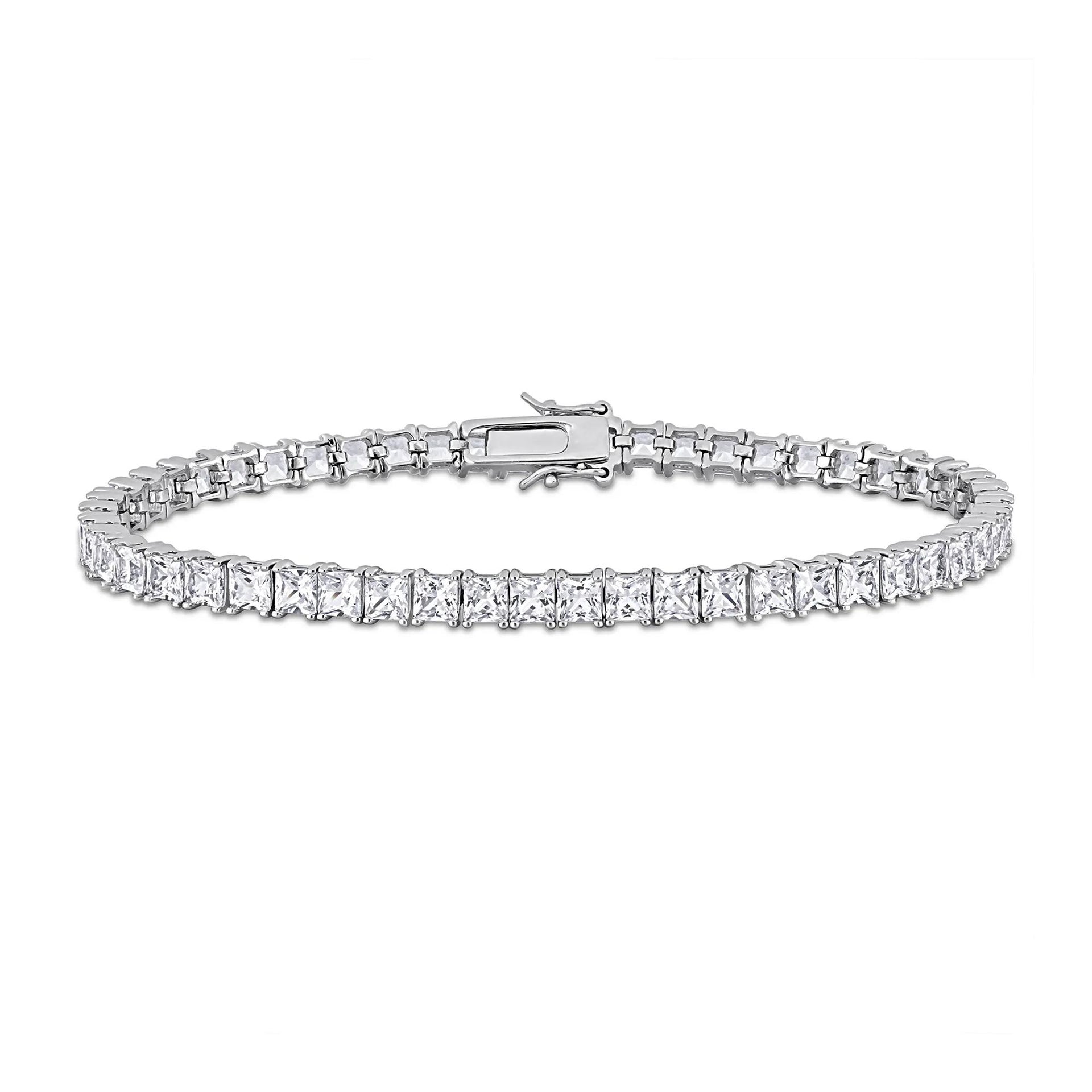 Lab-Created White Sapphire Bracelet .925 Sterling Silver Size 5.50mm