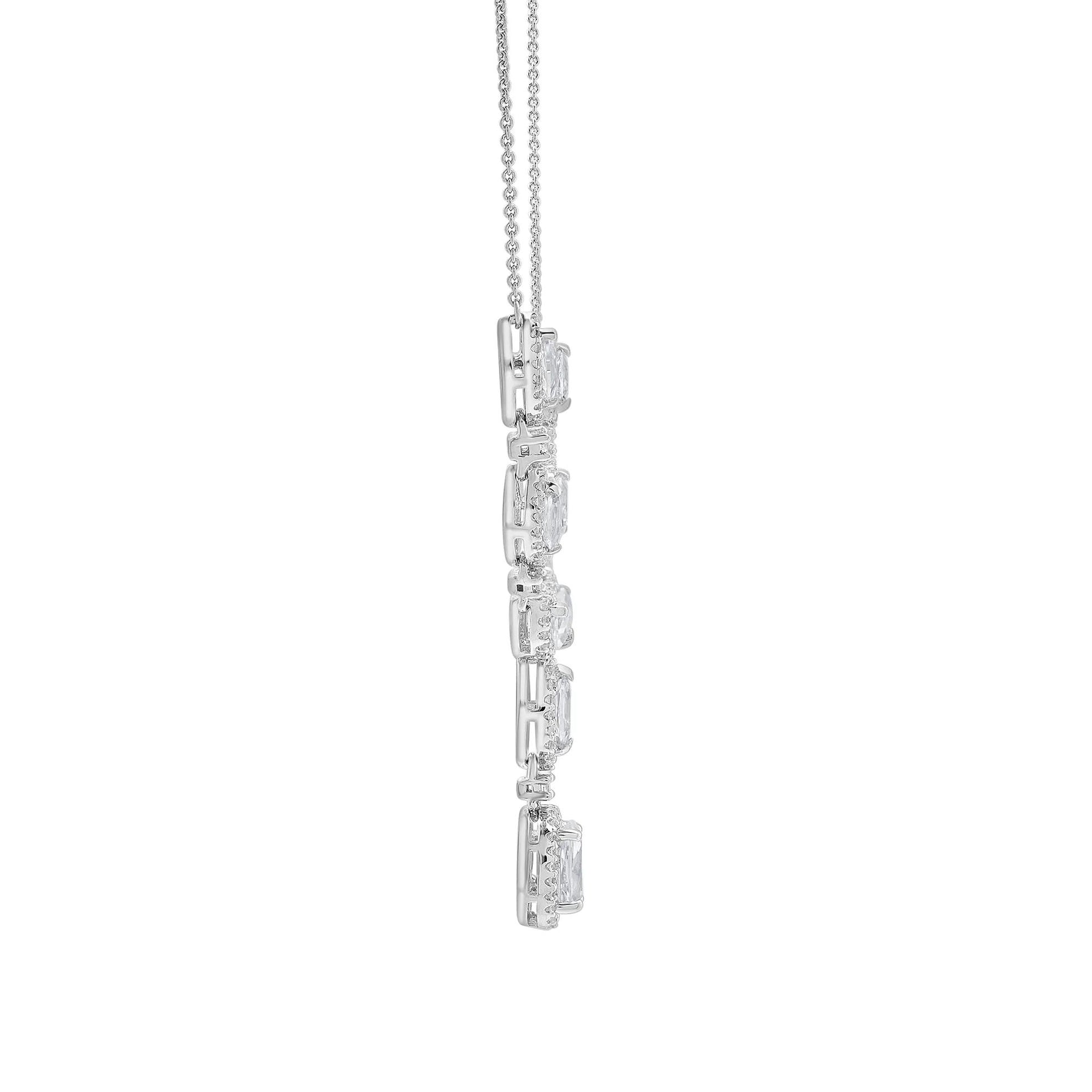 Lab-Created White Sapphire Lariat Necklace .925 Sterling Silver Size 17"