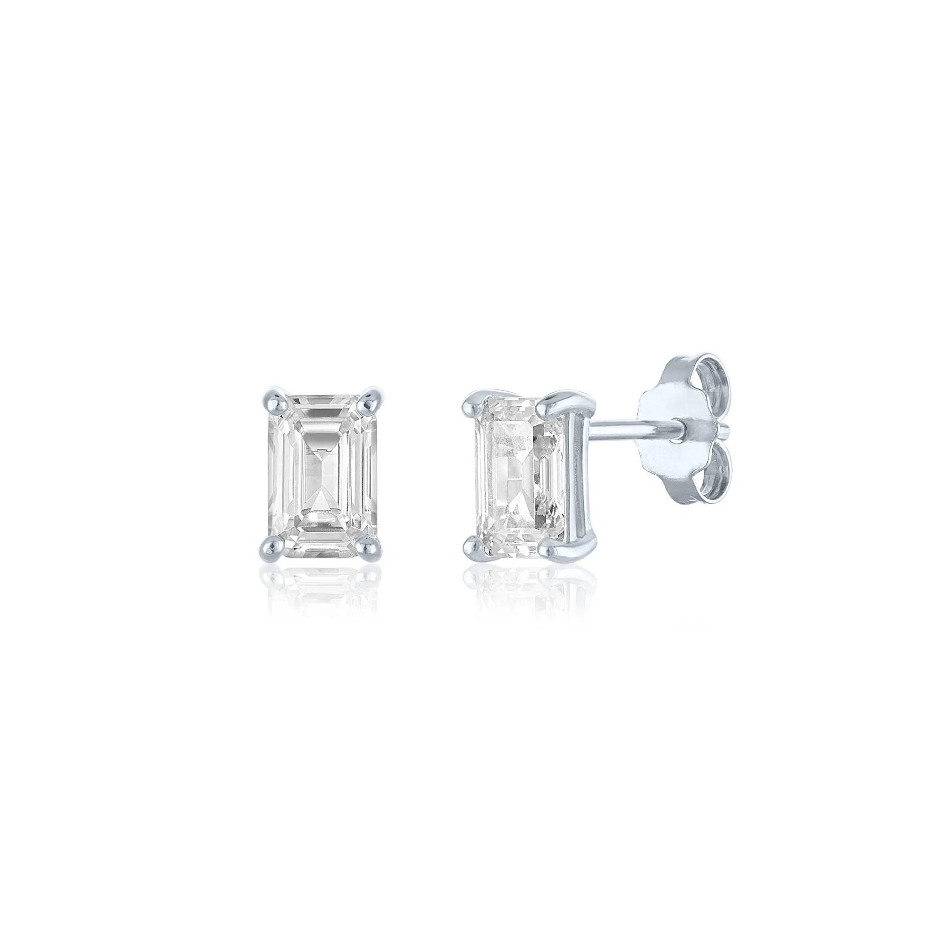 Lab-Created White Sapphire Pendant Necklace and Earring Box Set .925 Sterling Silver Size 18"