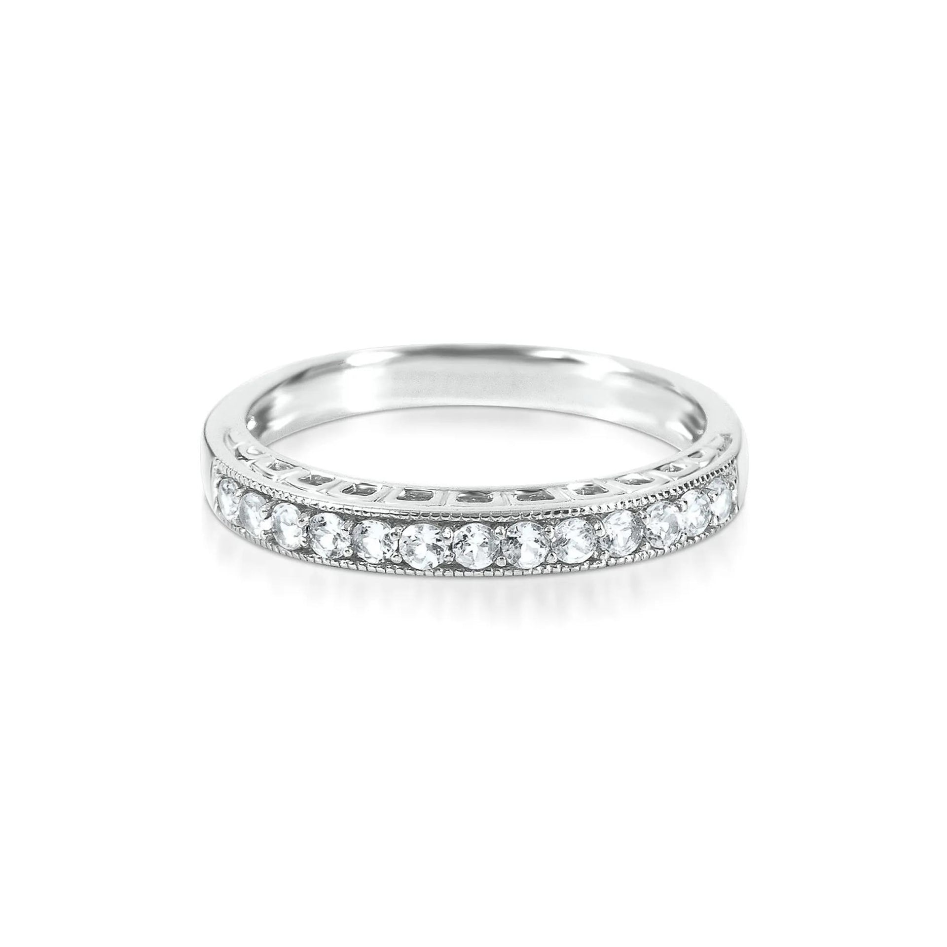 Lab Created White Sapphire Stack Ring .925 Sterling Silver Size 6
