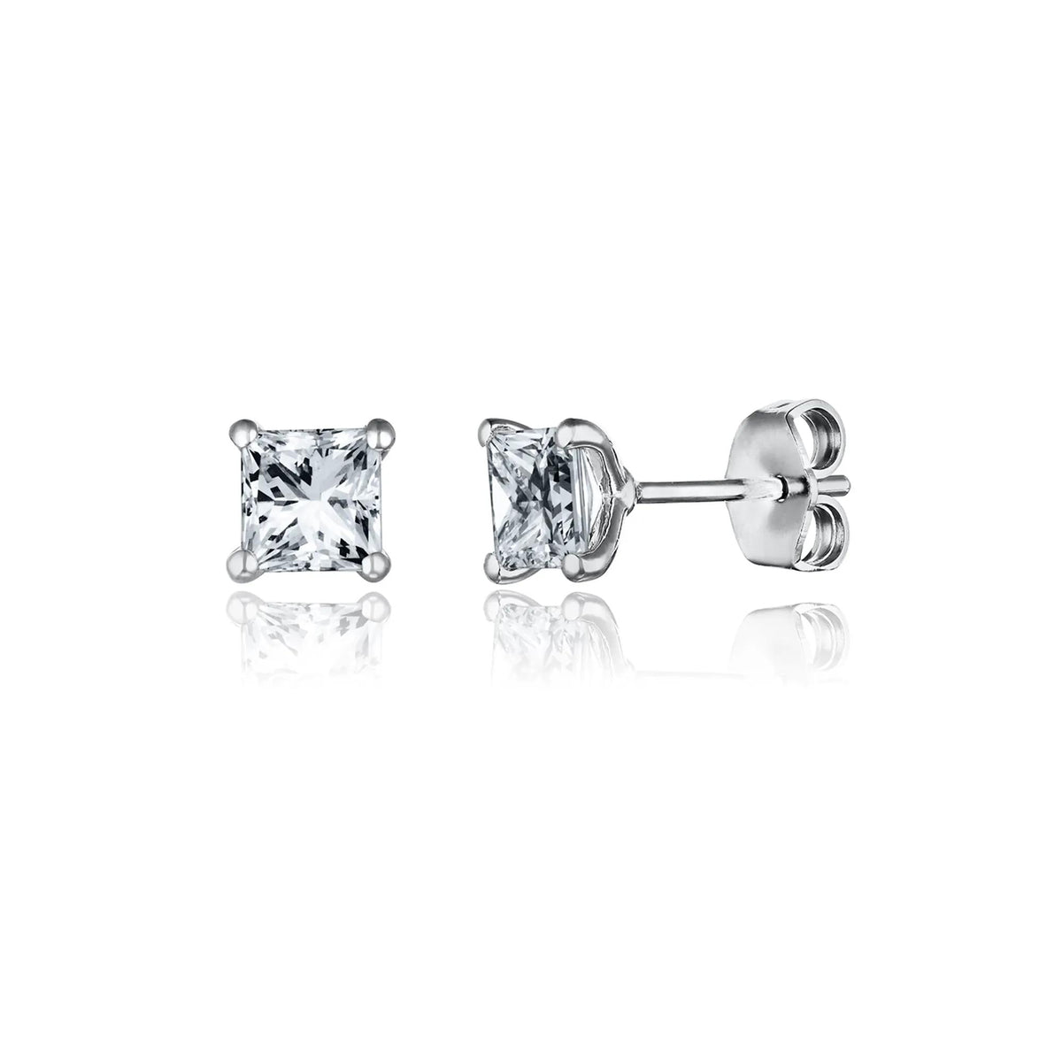 Lab Created White Sapphire Stud Earrings .925 Sterling .925 Sterling Silver