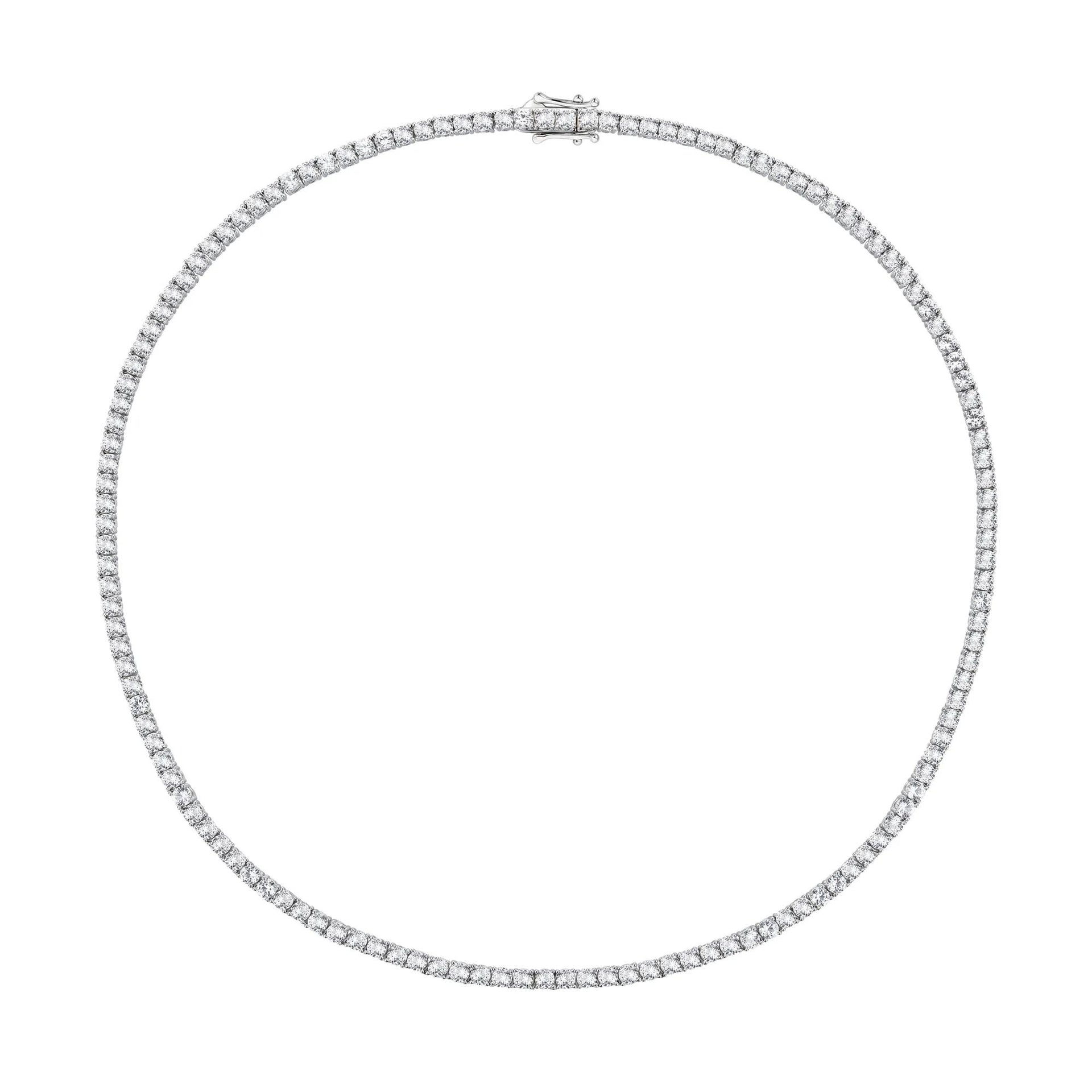Lab-Created White Sapphire Tennis Necklace .925 Sterling Silver Size 18"