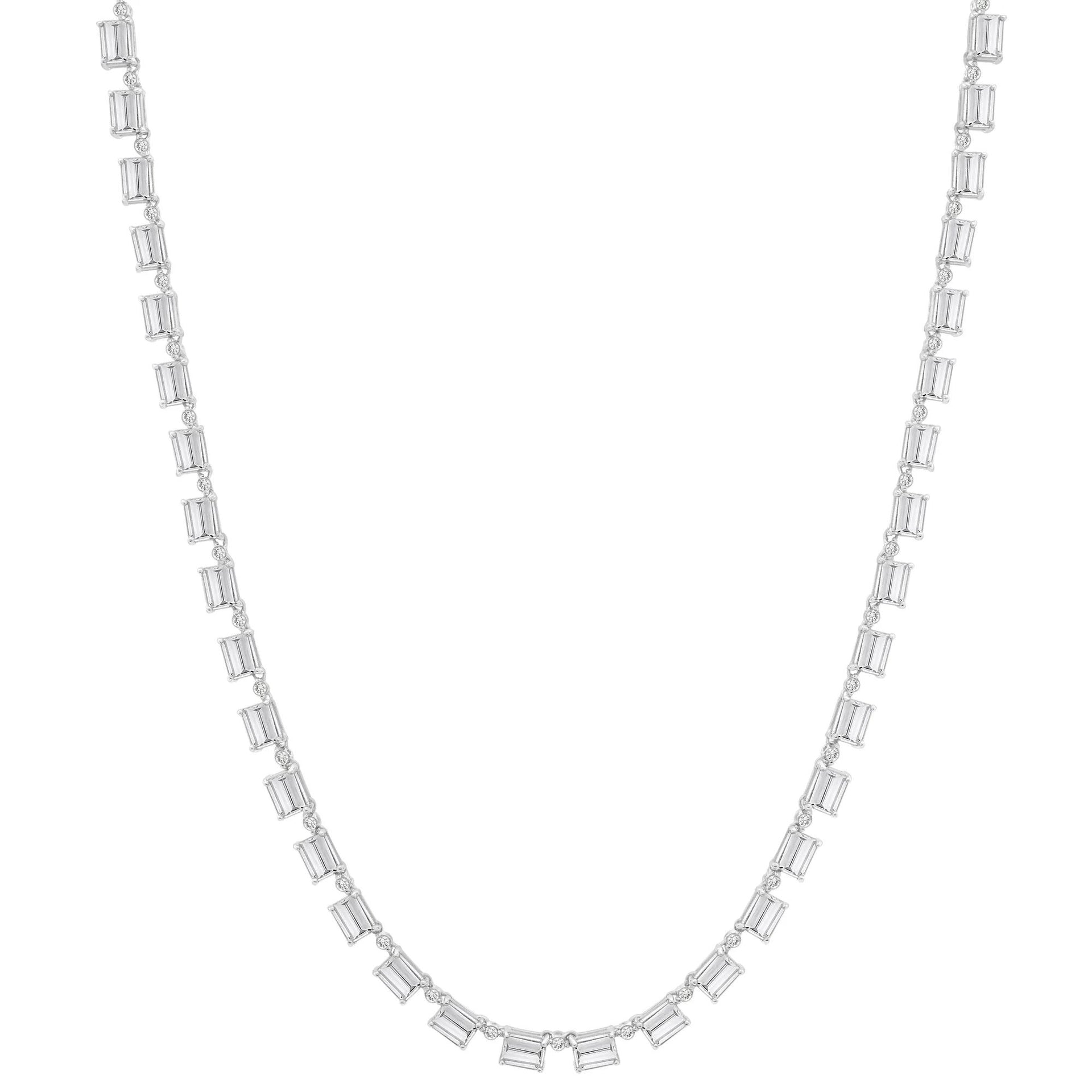 Lab-Created White Sapphire Tennis Necklace .925 Sterling Silver Size 17"