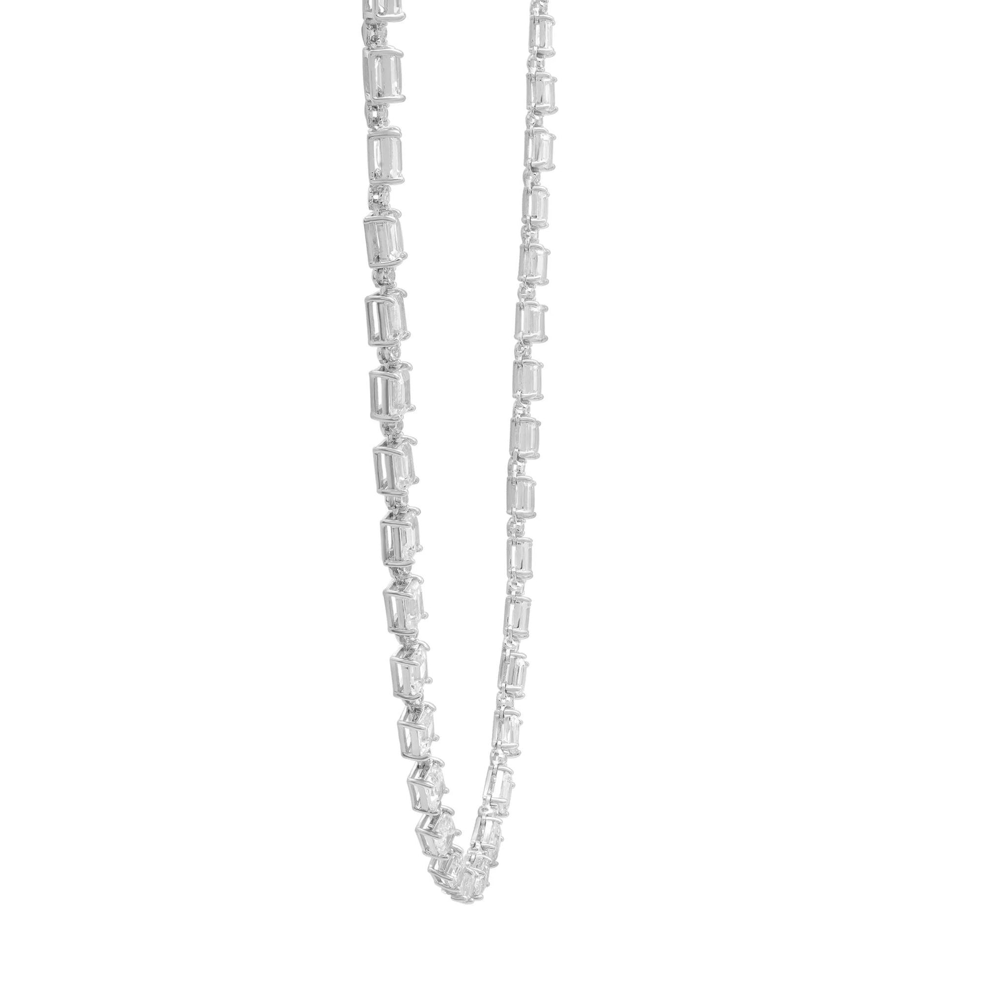 Lab-Created White Sapphire Tennis Necklace .925 Sterling Silver Size 17"
