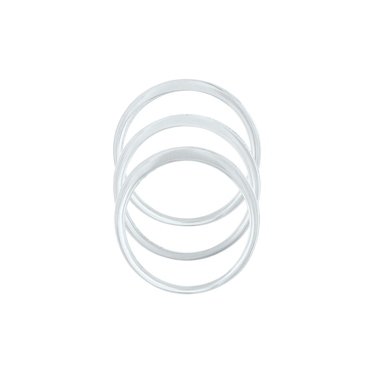 Lab Created White Sapphire Three-Piece Stack Ring Set .925 Sterling Silver Size 7