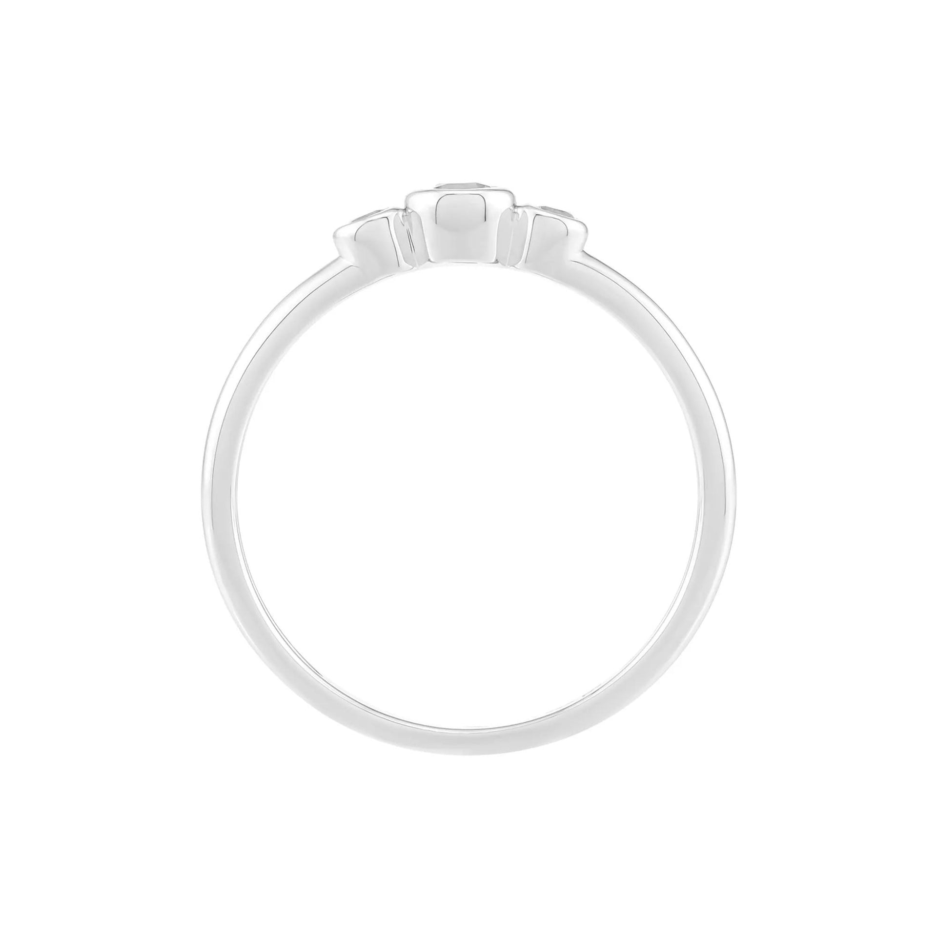 Lab-Created White Sapphire Three-Stone Ring .925 Sterling Silver Size 8.5 1.5mm