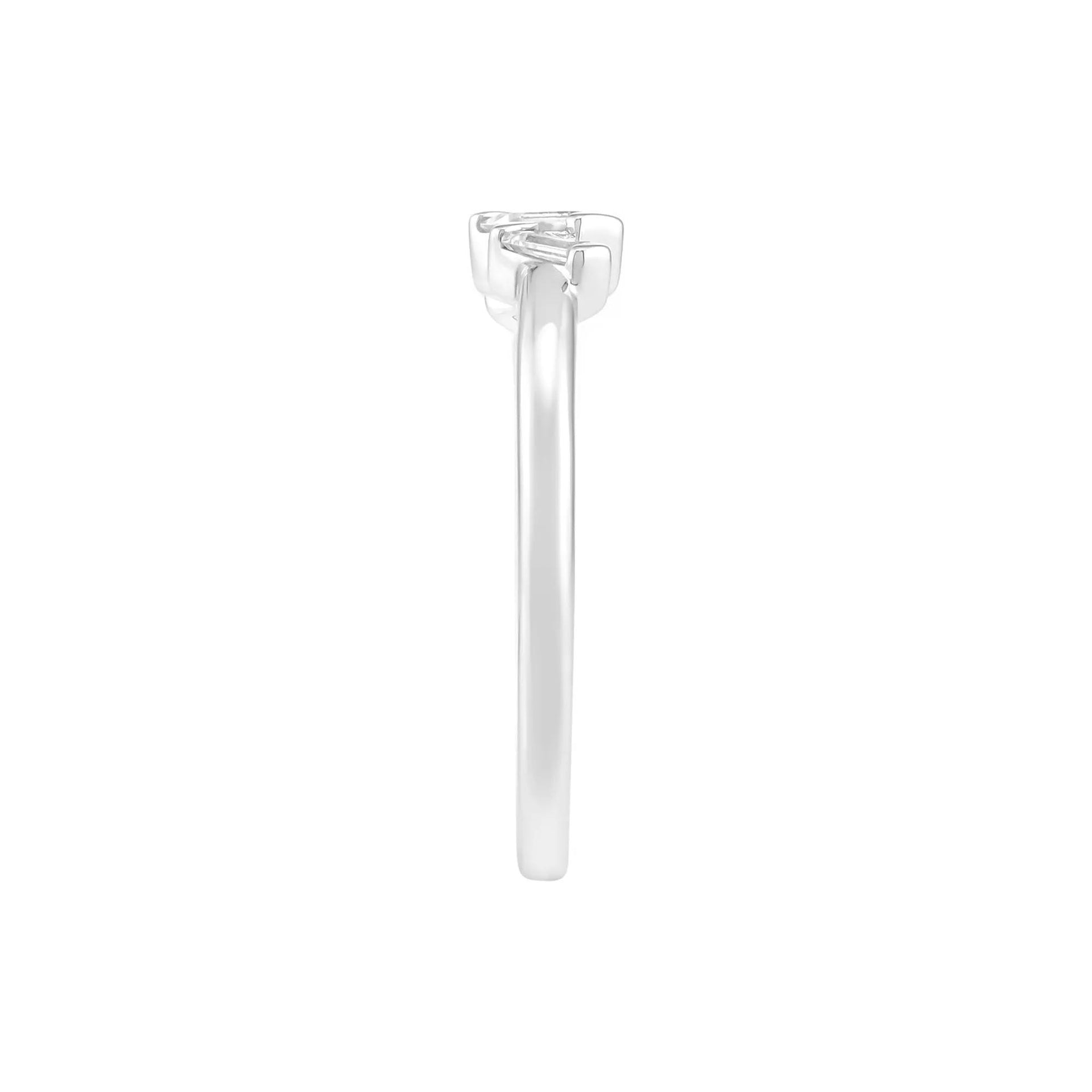 Lab-Created White Sapphire Three-Stone Stack Ring .925 Sterling Silver Size 8 1.5mm