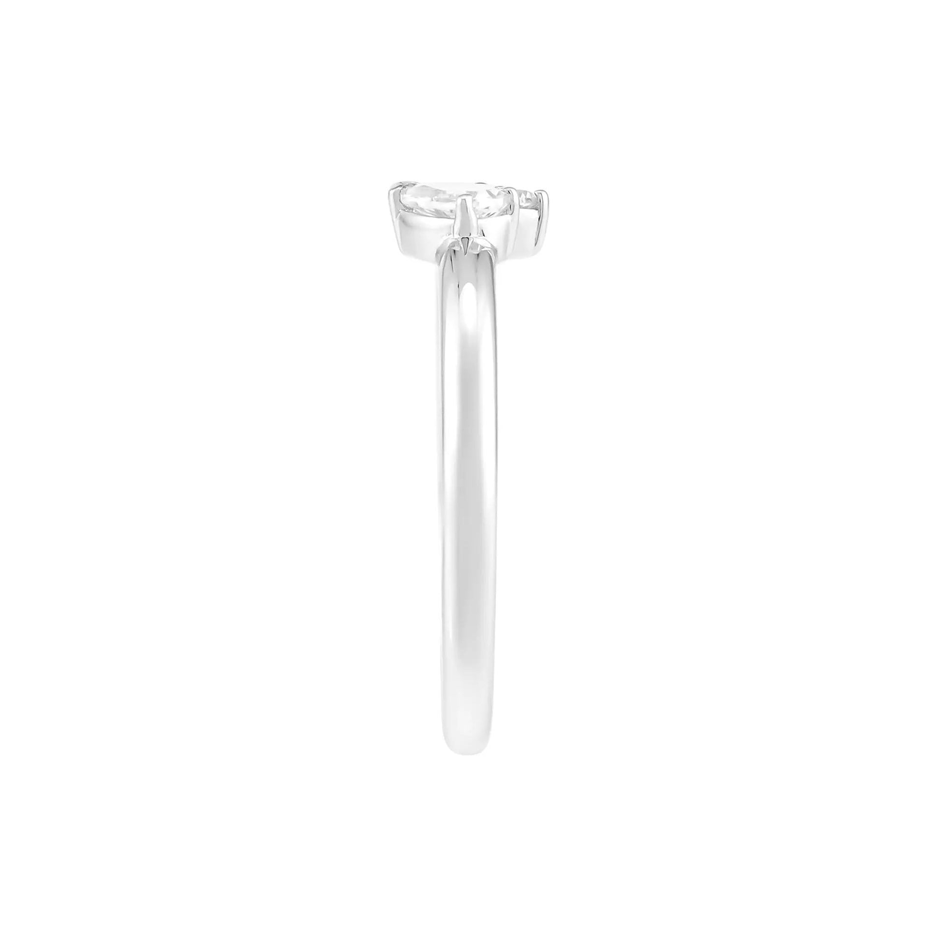 Lab-Created White Sapphire Three-Stone Stack Ring .925 Sterling Silver Round Brilliant Cut Size 7.5 1.5mm
