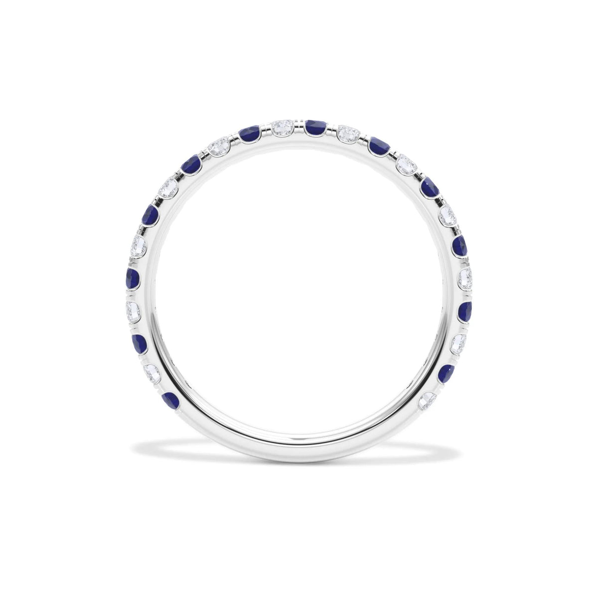 1/3 CT. Tw. Lab Grown Diamond & Lab-Created Sapphire Anniversary Band Ring 14K White Gold Size 5 3mm