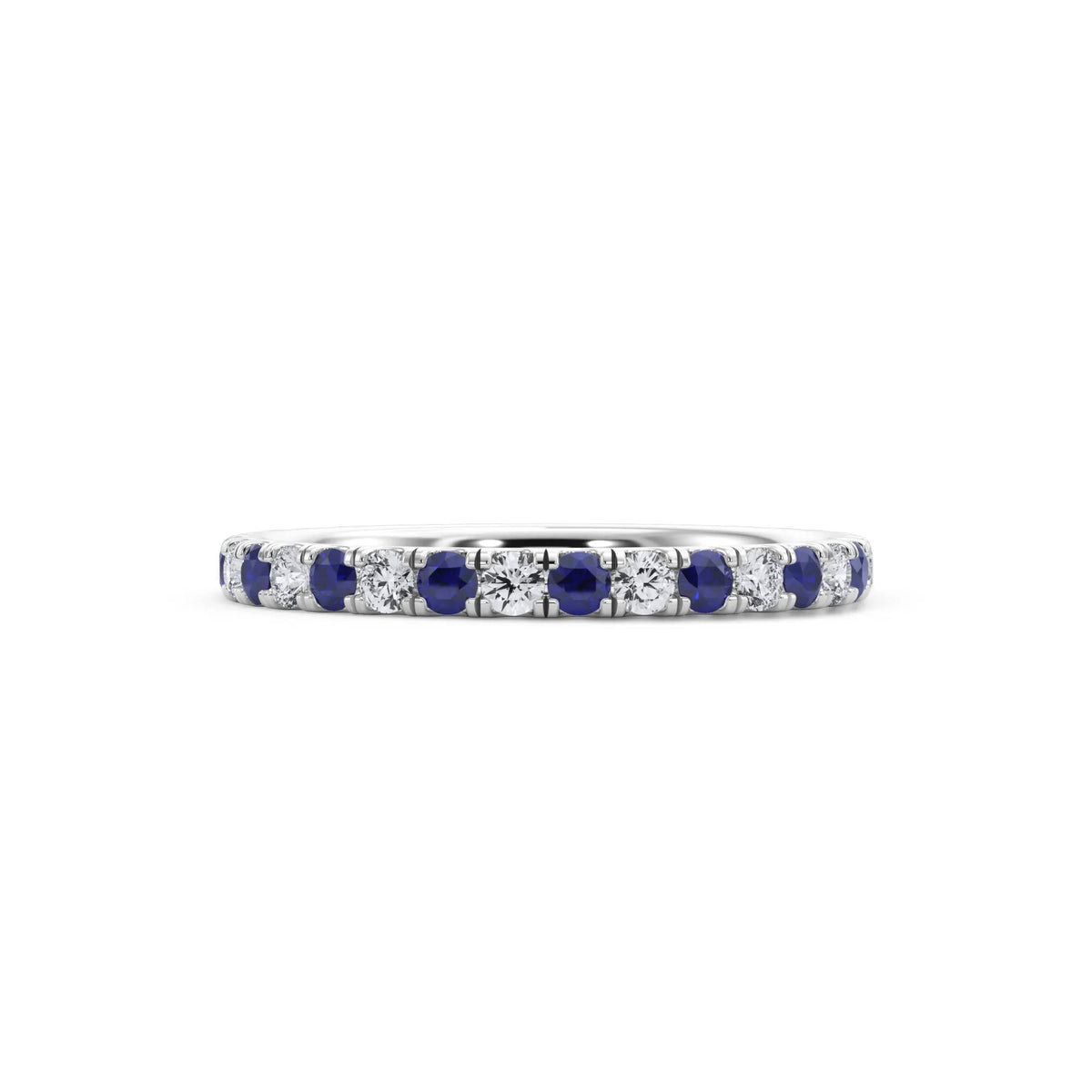 1/3 CT. Tw. Lab Grown Diamond & Lab-Created Sapphire Anniversary Band Ring 14K White Gold Size 5 3mm