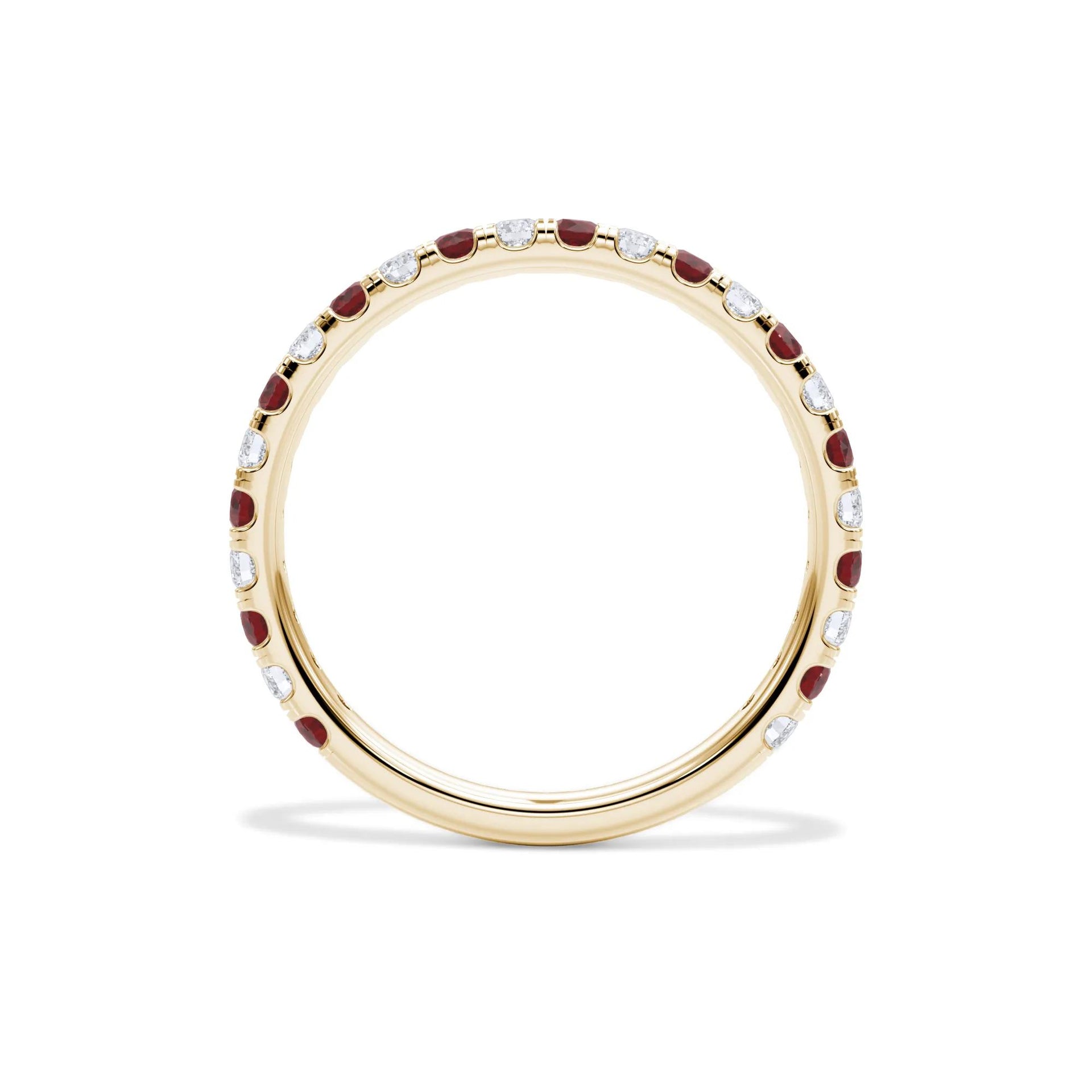 1/3 CT. Tw. Lab Grown Diamond & Lab-Created Ruby Anniversary Band Ring 14K Yellow Gold Size 5.5 3mm