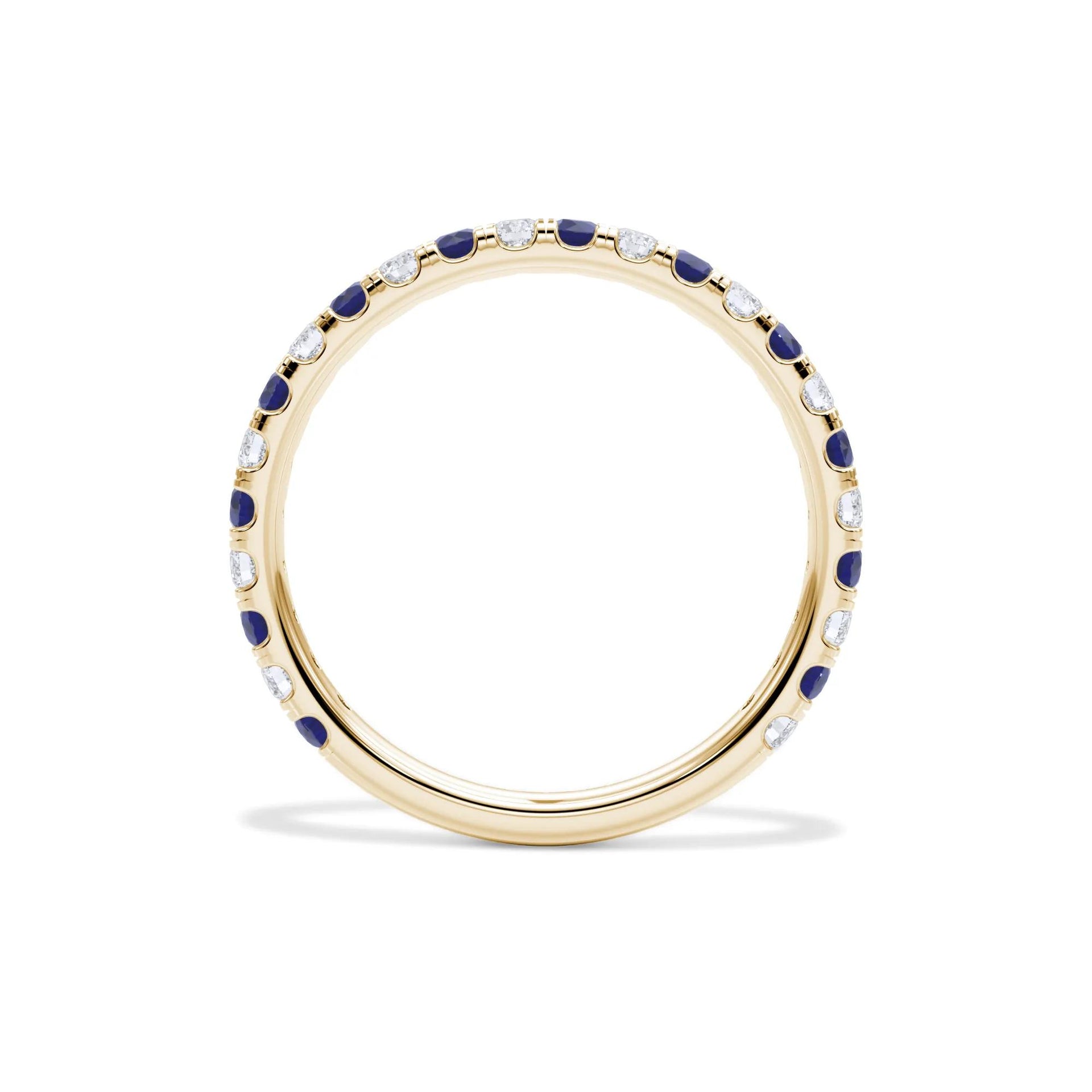 1/3 CT. Tw. Lab Grown Diamond & Lab-Created Sapphire Anniversary Band Ring 14K Yellow Gold Size 4 3mm