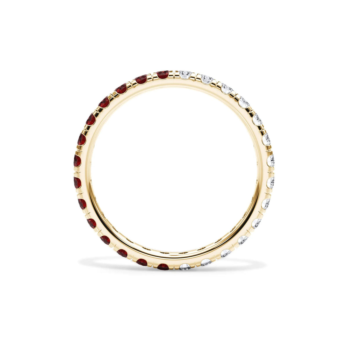 1/2 CT. Tw. Lab Grown Diamond and Lab-Created Ruby Eternity Band Ring 14K Yellow Gold Size 6 3mm