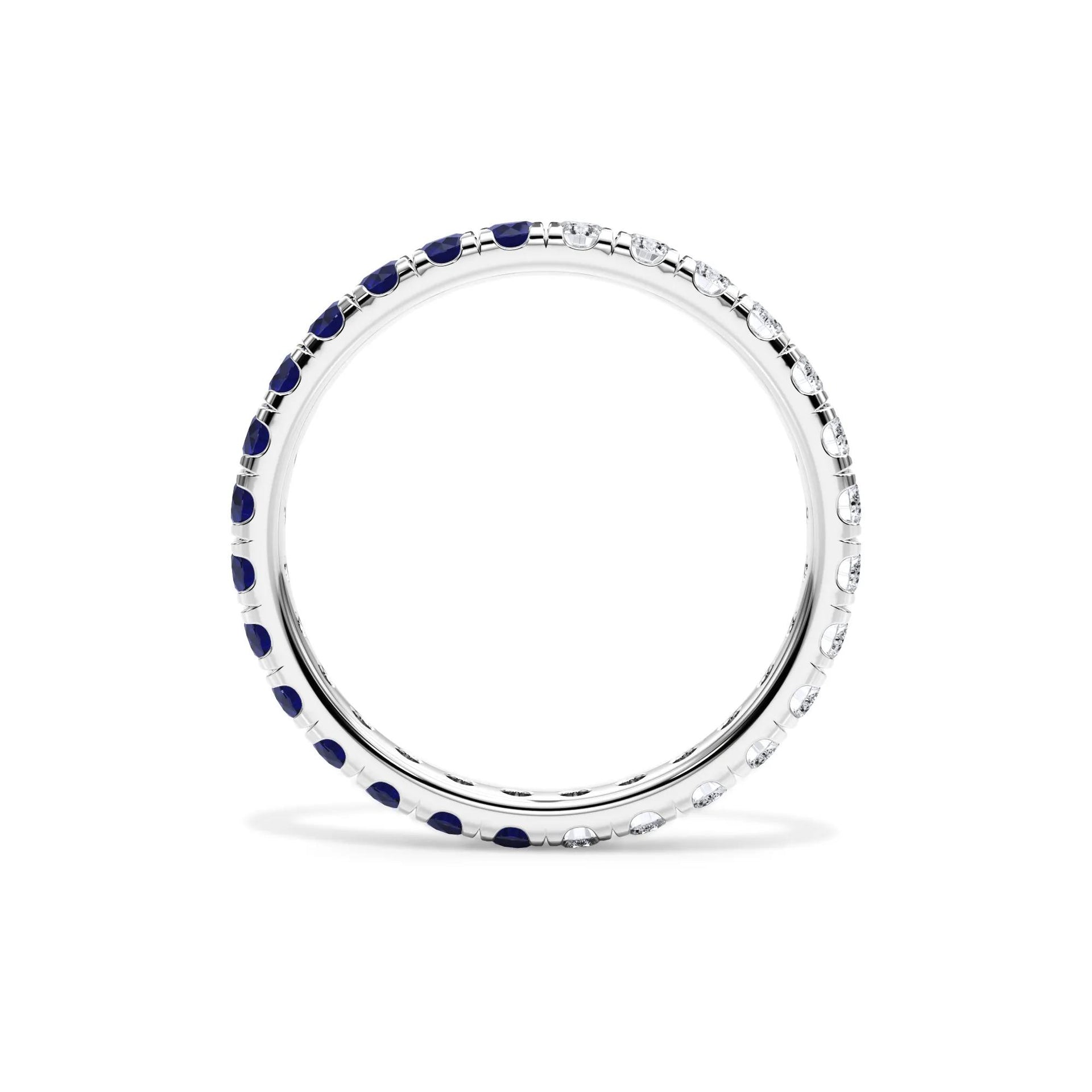 1/2 CT. Tw. Lab Grown Diamond and Lab-Created Blue Sapphire Eternity Band Ring Platinum White Size 5.5 3mm