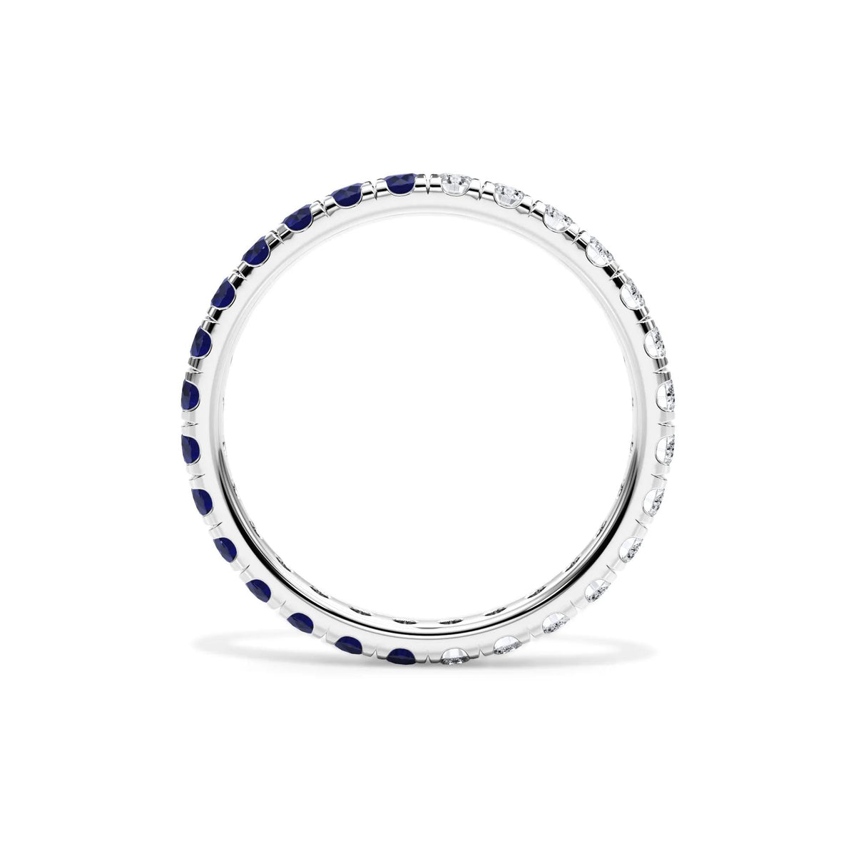 1/2 CT. Tw. Lab Grown Diamond and Lab-Created Blue Sapphire Eternity Band Ring Platinum White Size 9 3mm