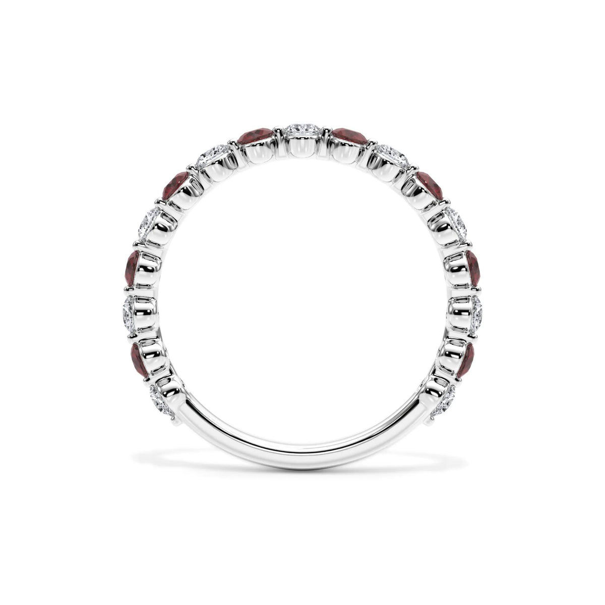 1/3 CT. Tw. Lab Grown Diamond & Lab-Created Ruby Half Eternity Anniversary Band Ring 14K White Gold Size 5 3mm