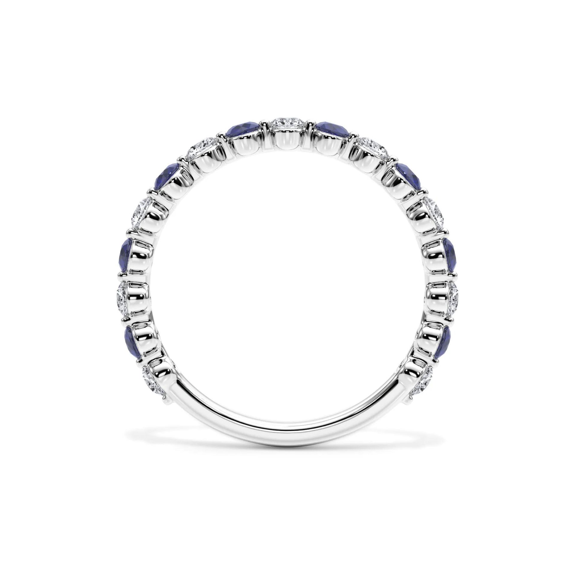 1/3 CT. Tw. Lab Grown Diamond & Lab-Created Sapphire Half Eternity Anniversary Band Ring 14K White Gold Size 6 3mm