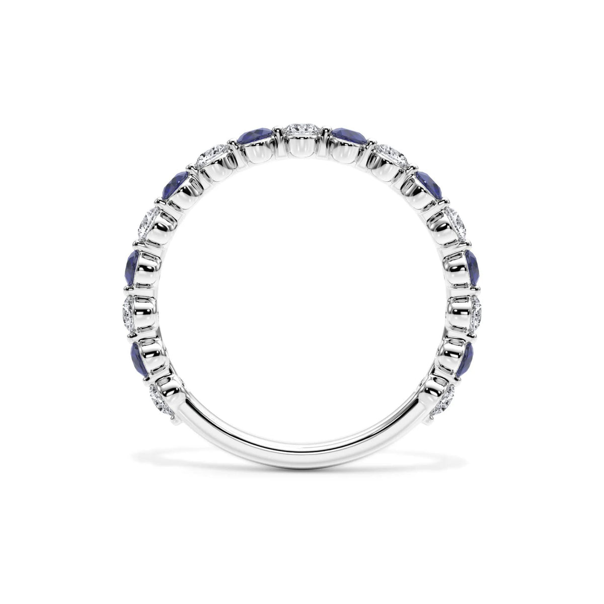 1/3 CT. Tw. Lab Grown Diamond & Lab-Created Sapphire Half Eternity Anniversary Band Ring Platinum White Size 6.5 3mm