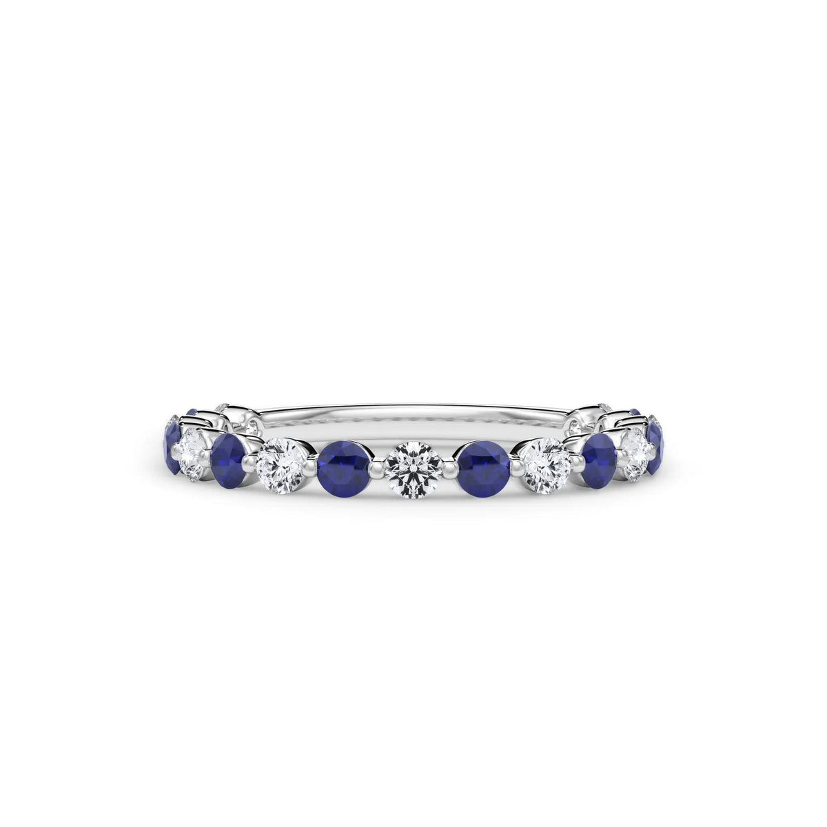 1/3 CT. Tw. Lab Grown Diamond & Lab-Created Sapphire Half Eternity Anniversary Band Ring Platinum White Size 6.5 3mm