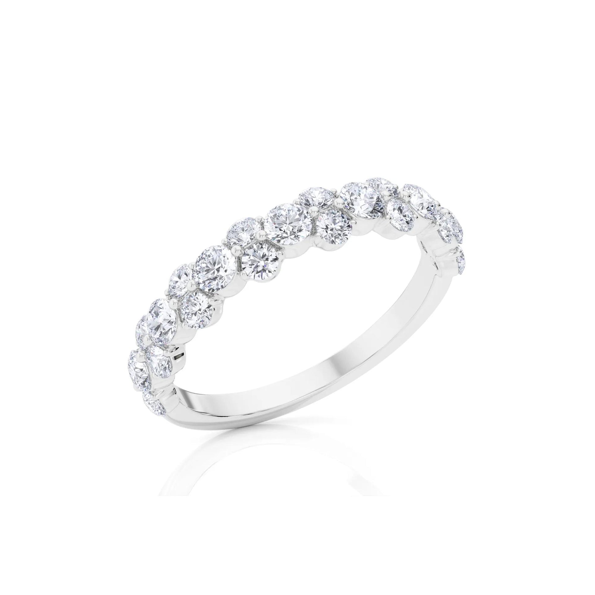 1 CT. Tw. Lab Grown Diamond Anniversary Band Ring 14K White Gold Round Brilliant Cut Size 4 4mm