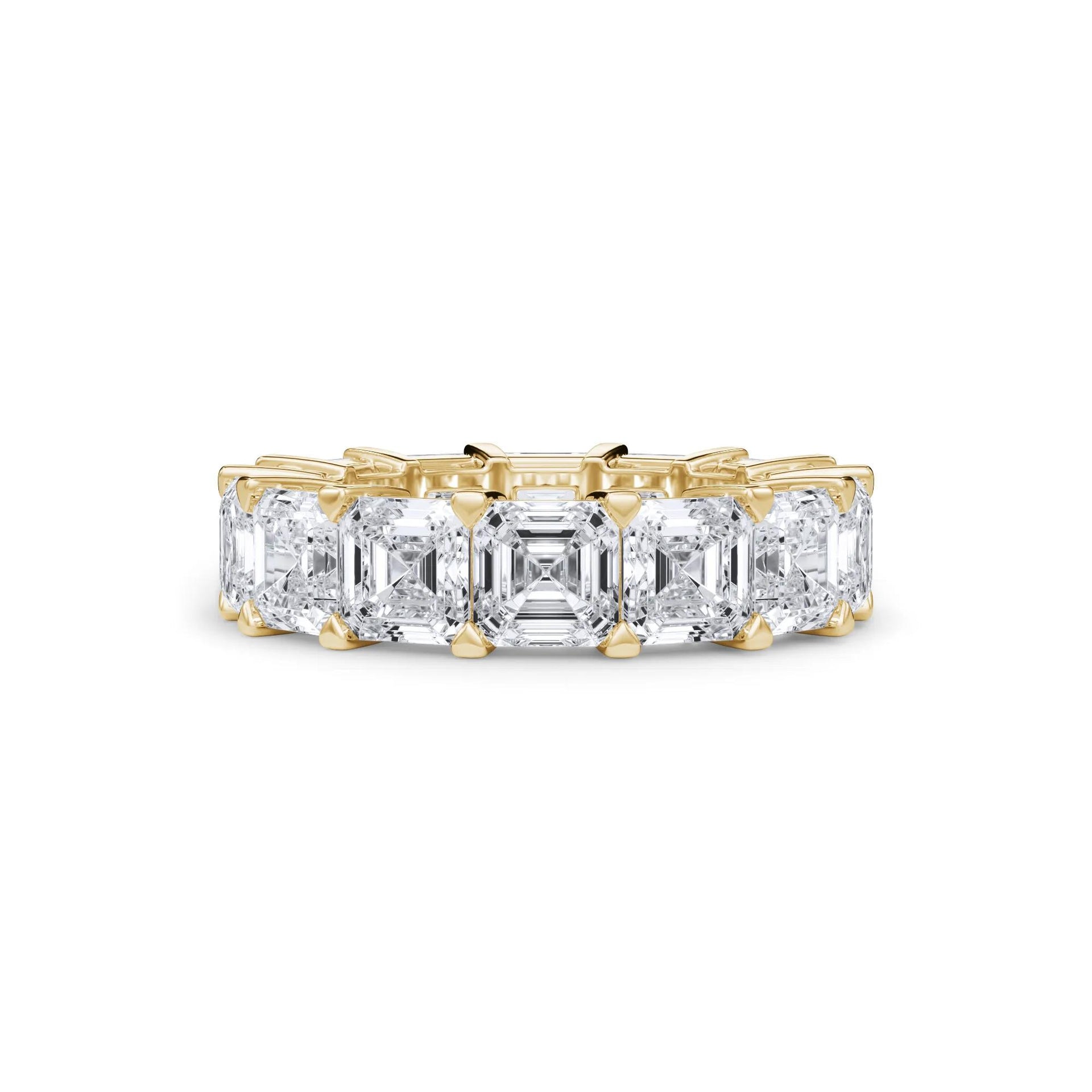 10 1/2 CT. Tw. Lab Grown Diamond Asscher-Cut Eternity Band Ring 18K Yellow Gold Size 4.5 3mm