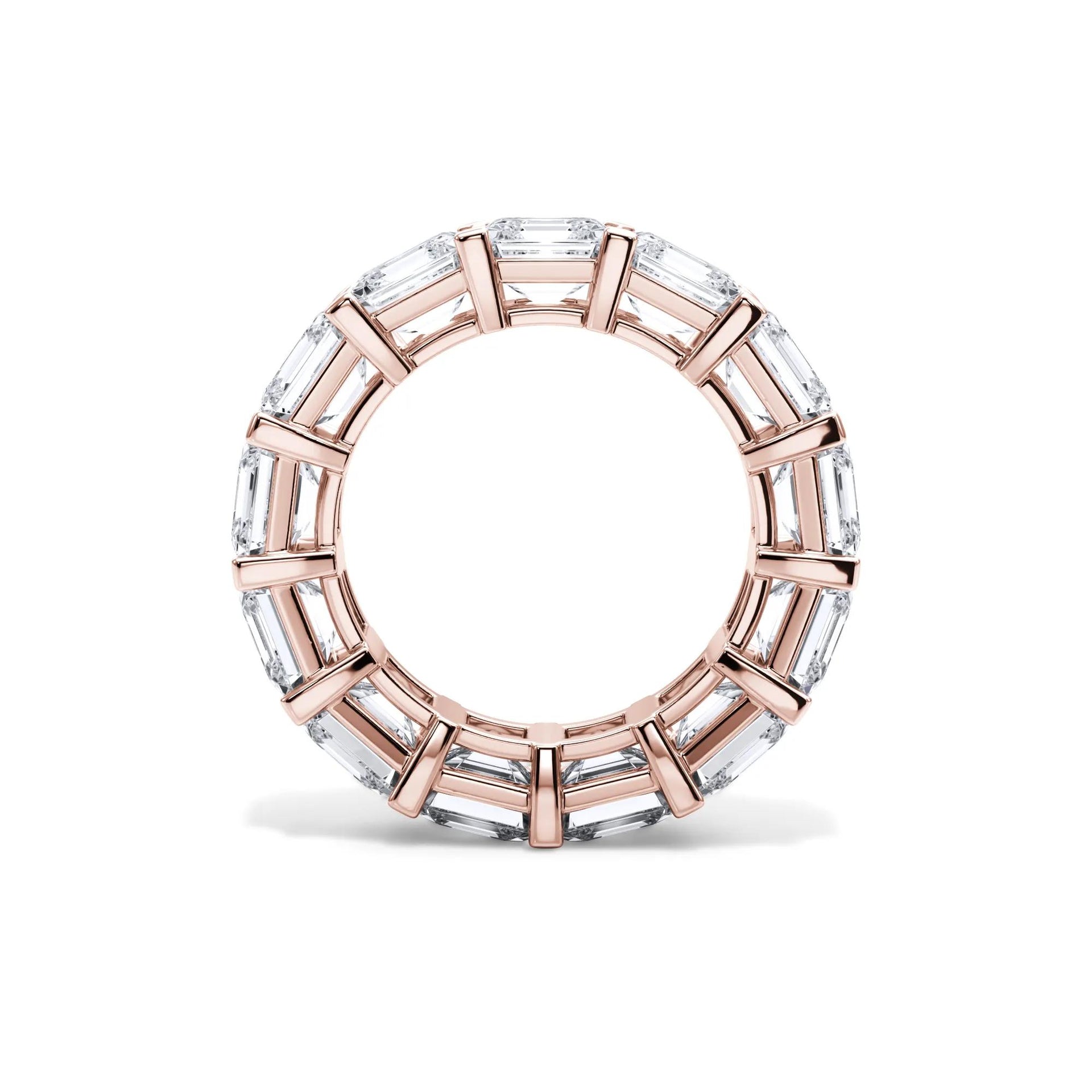 13 CT. Tw. Lab Grown Diamond Asscher-Cut Eternity Band Ring 18K Rose Gold Size 8.5 3mm