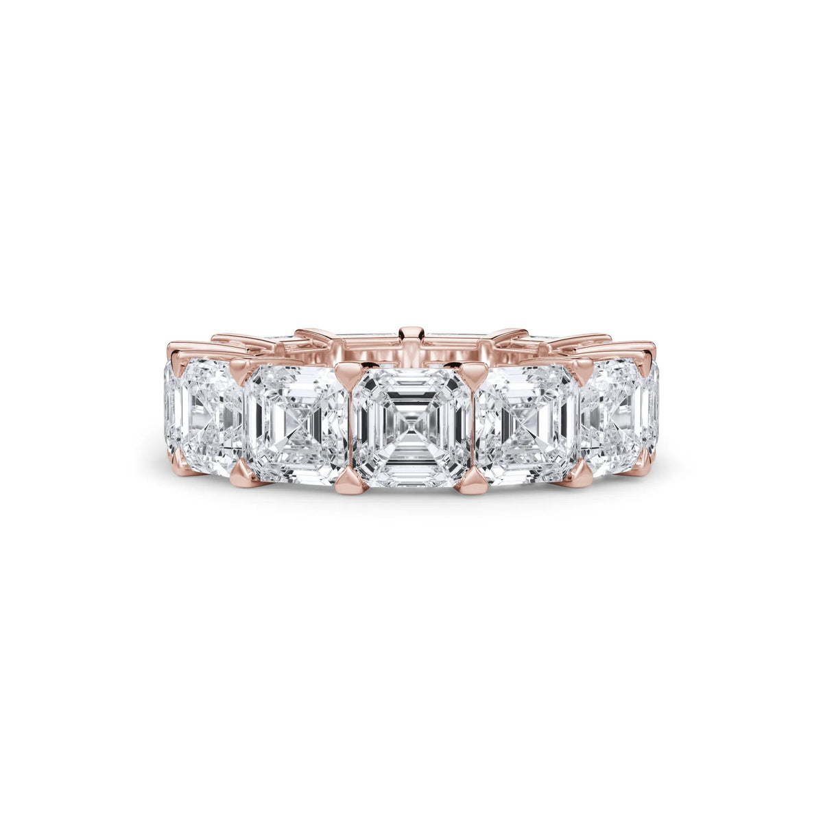 13 CT. Tw. Lab Grown Diamond Asscher-Cut Eternity Band Ring 18K Rose Gold Size 6.5 3mm