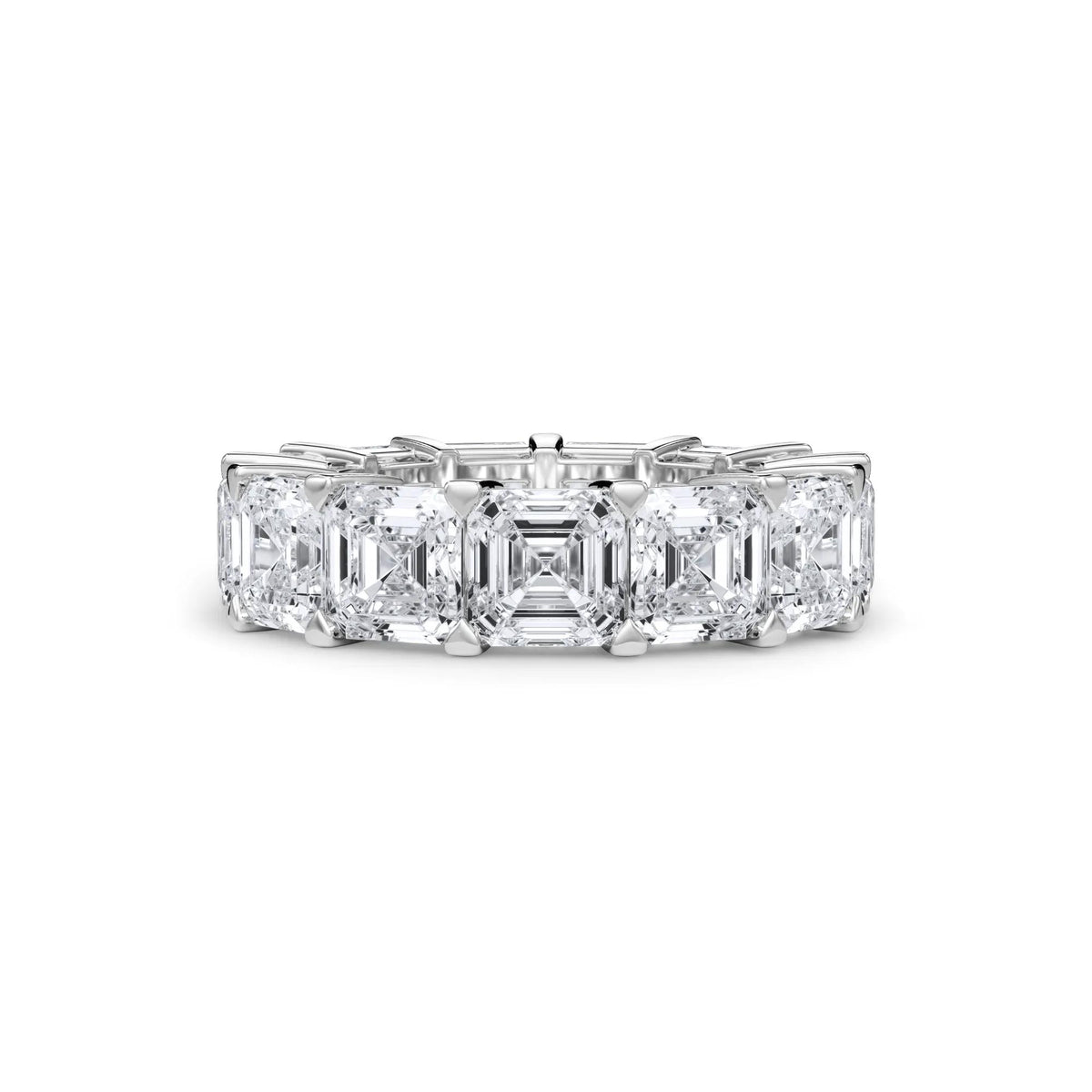 13 CT. Tw. Lab Grown Diamond Asscher-Cut Eternity Band Ring 18K White Gold Size 9 3mm