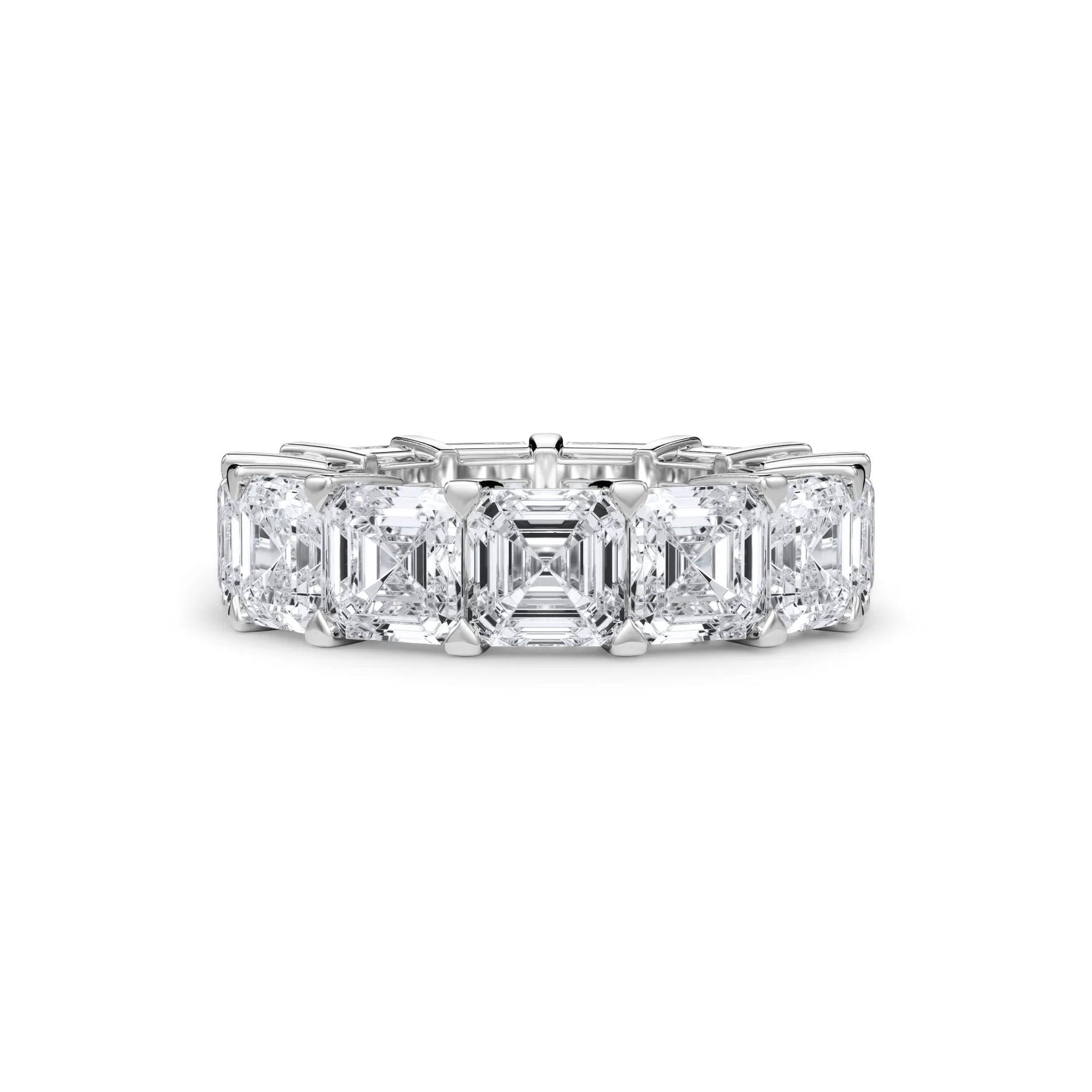 13 CT. Tw. Lab Grown Diamond Asscher-Cut Eternity Band Ring Platinum White Size 9 3mm