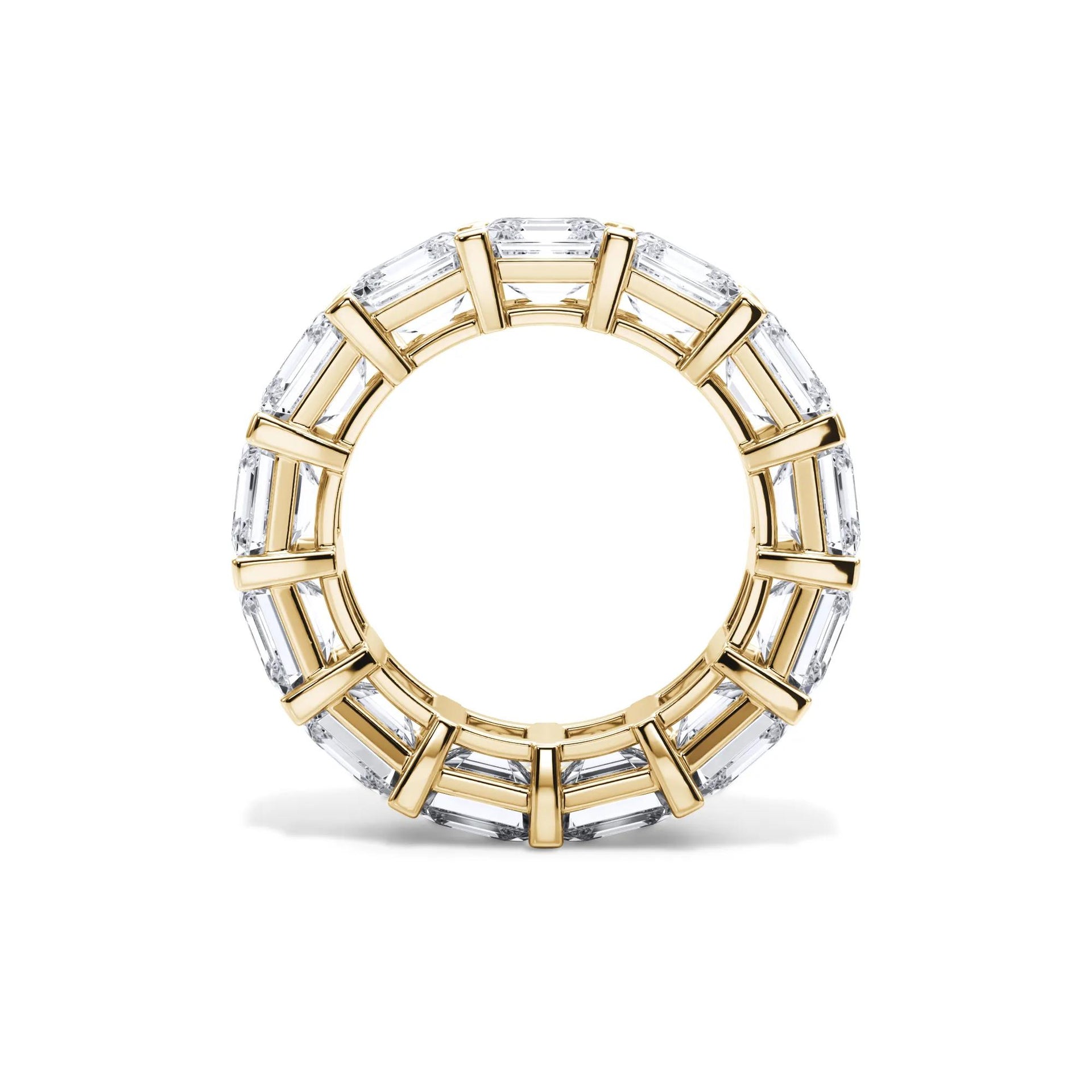 13 CT. Tw. Lab Grown Diamond Asscher-Cut Eternity Band Ring 18K Yellow Gold Size 6 3mm