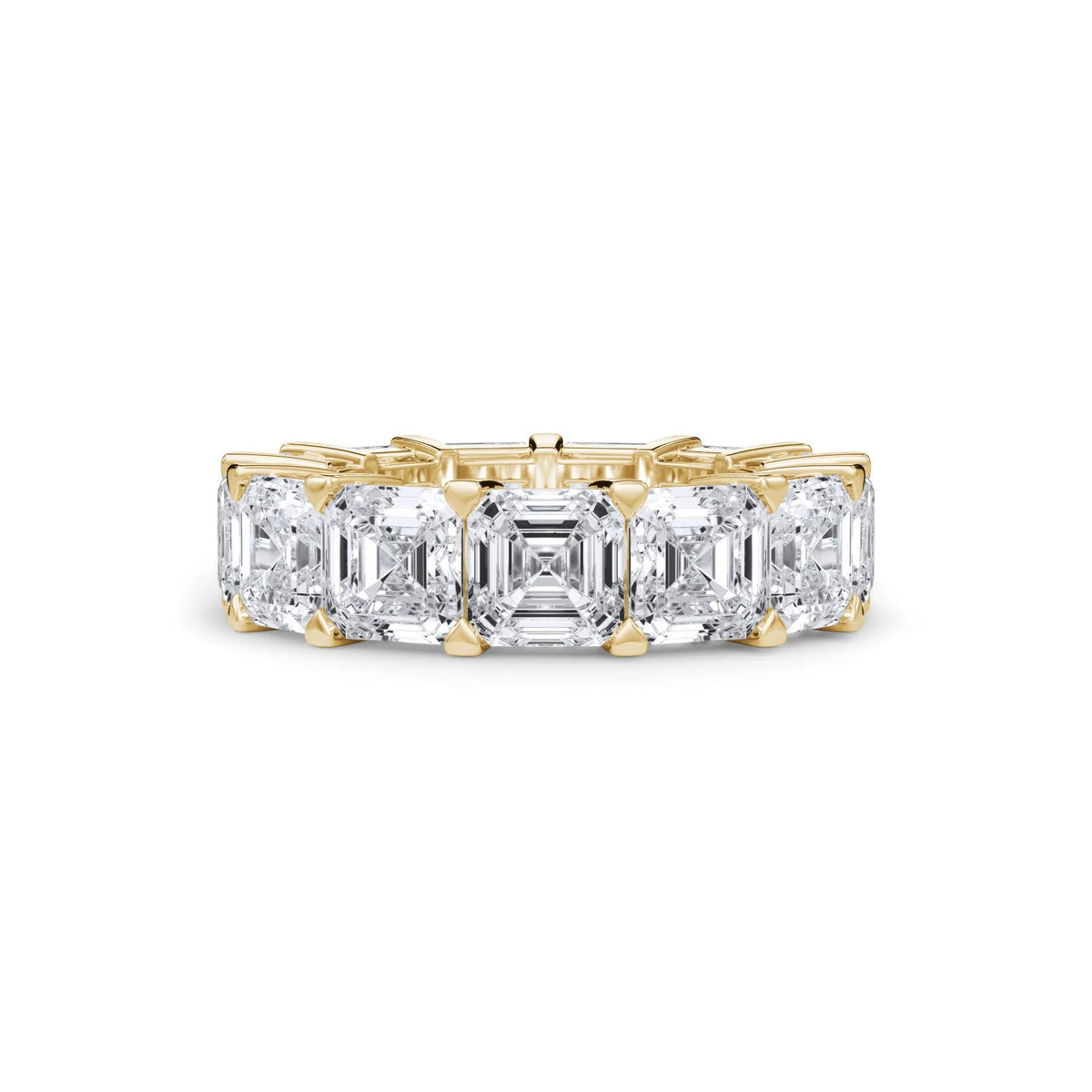 13 CT. Tw. Lab Grown Diamond Asscher-Cut Eternity Band Ring 18K Yellow Gold Size 9 3mm