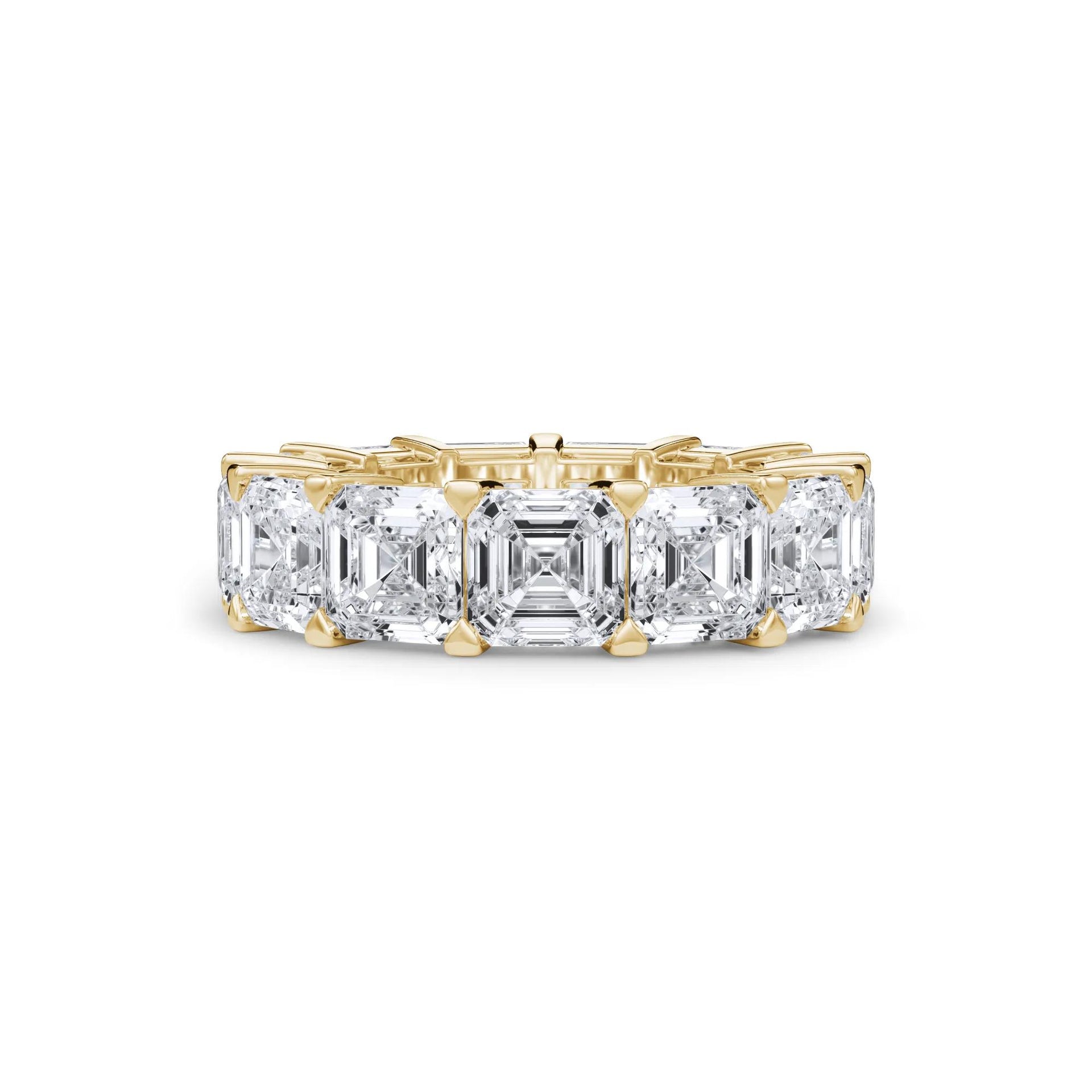 13 CT. Tw. Lab Grown Diamond Asscher-Cut Eternity Band Ring 18K Yellow Gold Size 7 3mm