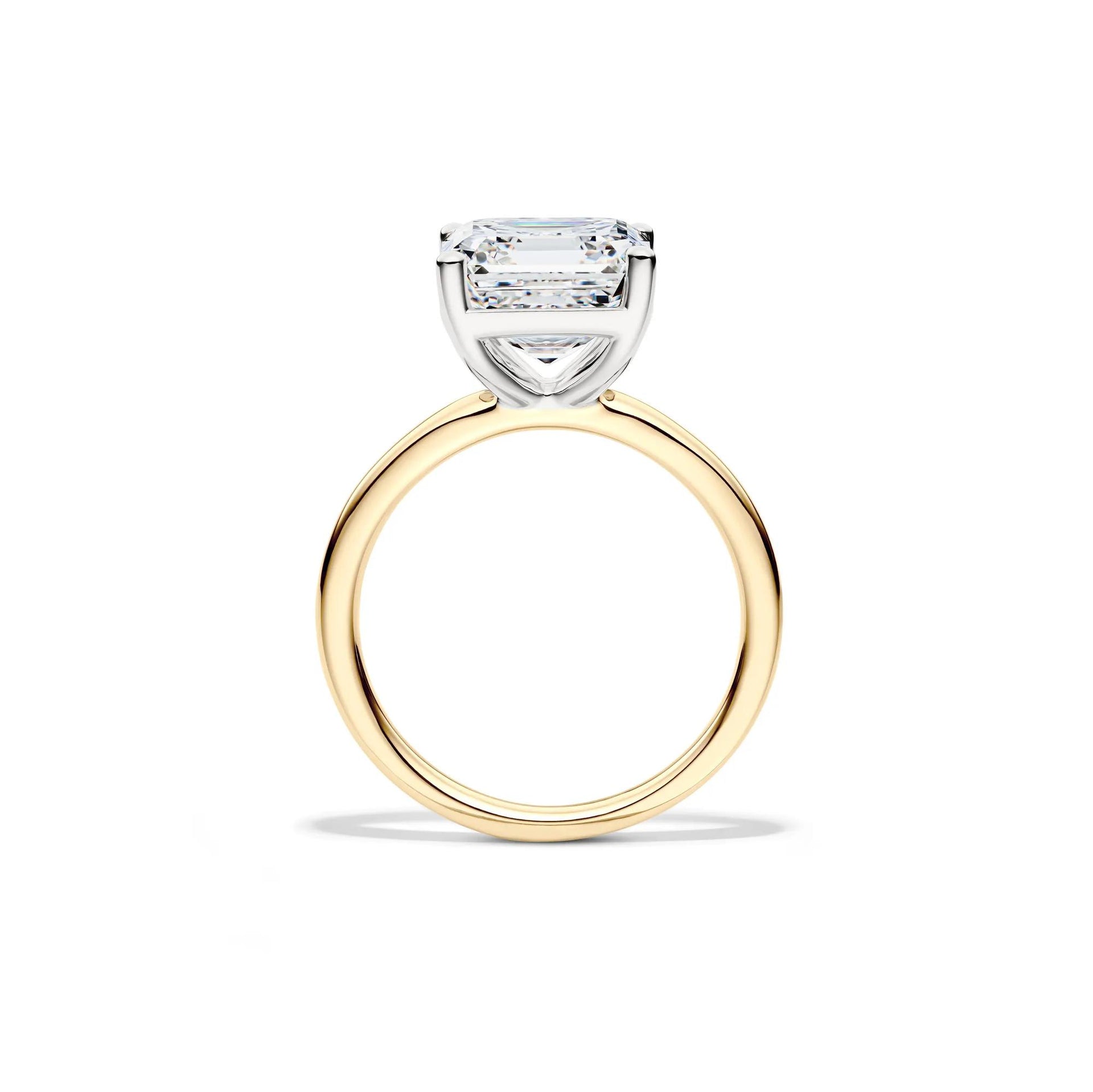 Lab Grown Diamond Asscher-Cut Solitaire Engagement Ring 14K Yellow & White Gold (5 CT.) Size 5 2mm