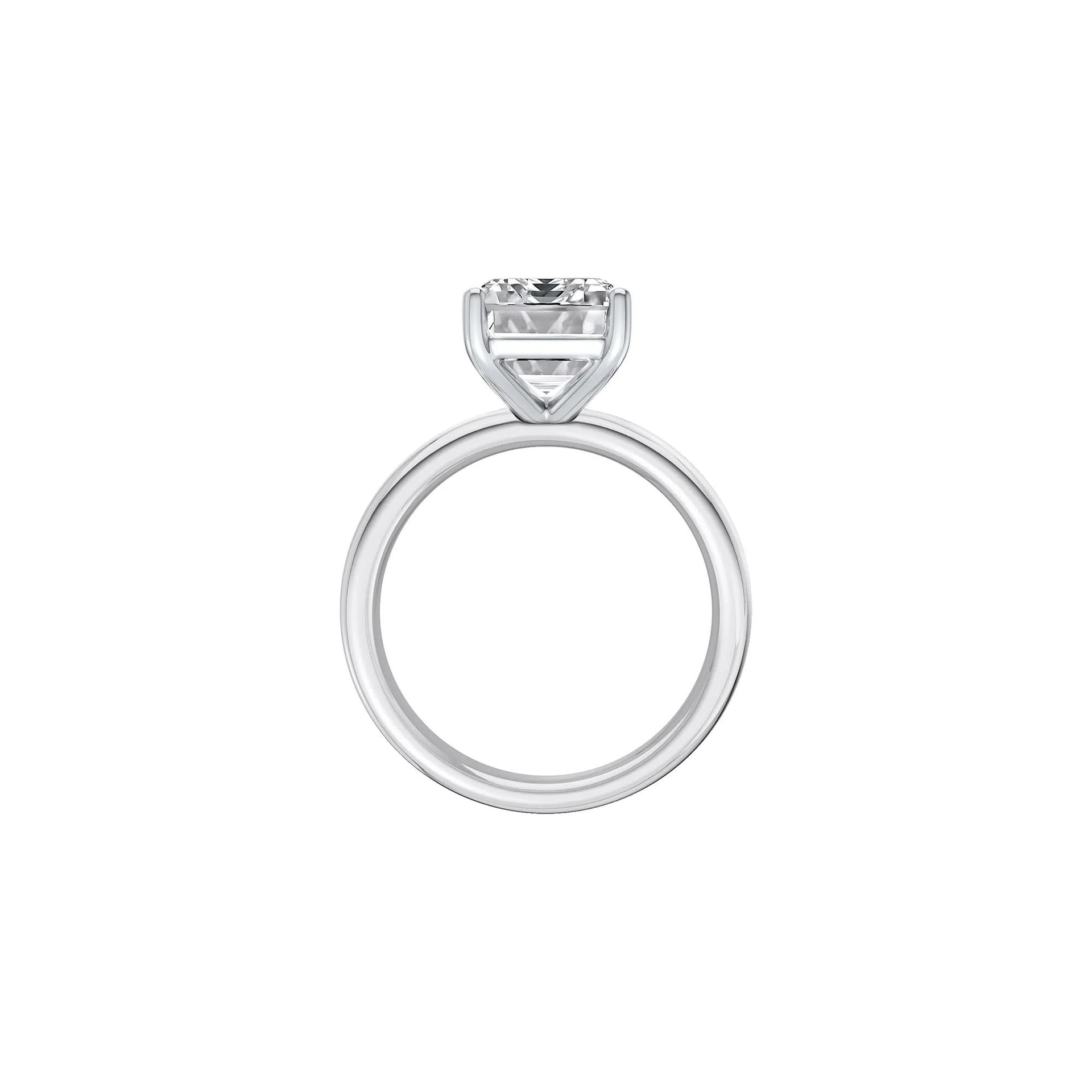 3 CT. Tw. Lab Grown Diamond Asscher Cut Solitaire Ring Platinum White Size 4.5 2mm