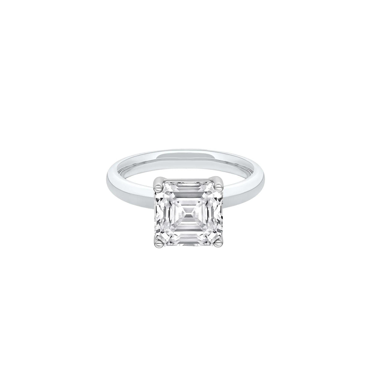 3 CT. Tw. Lab Grown Diamond Asscher Cut Solitaire Ring Platinum White Size 4.5 2mm