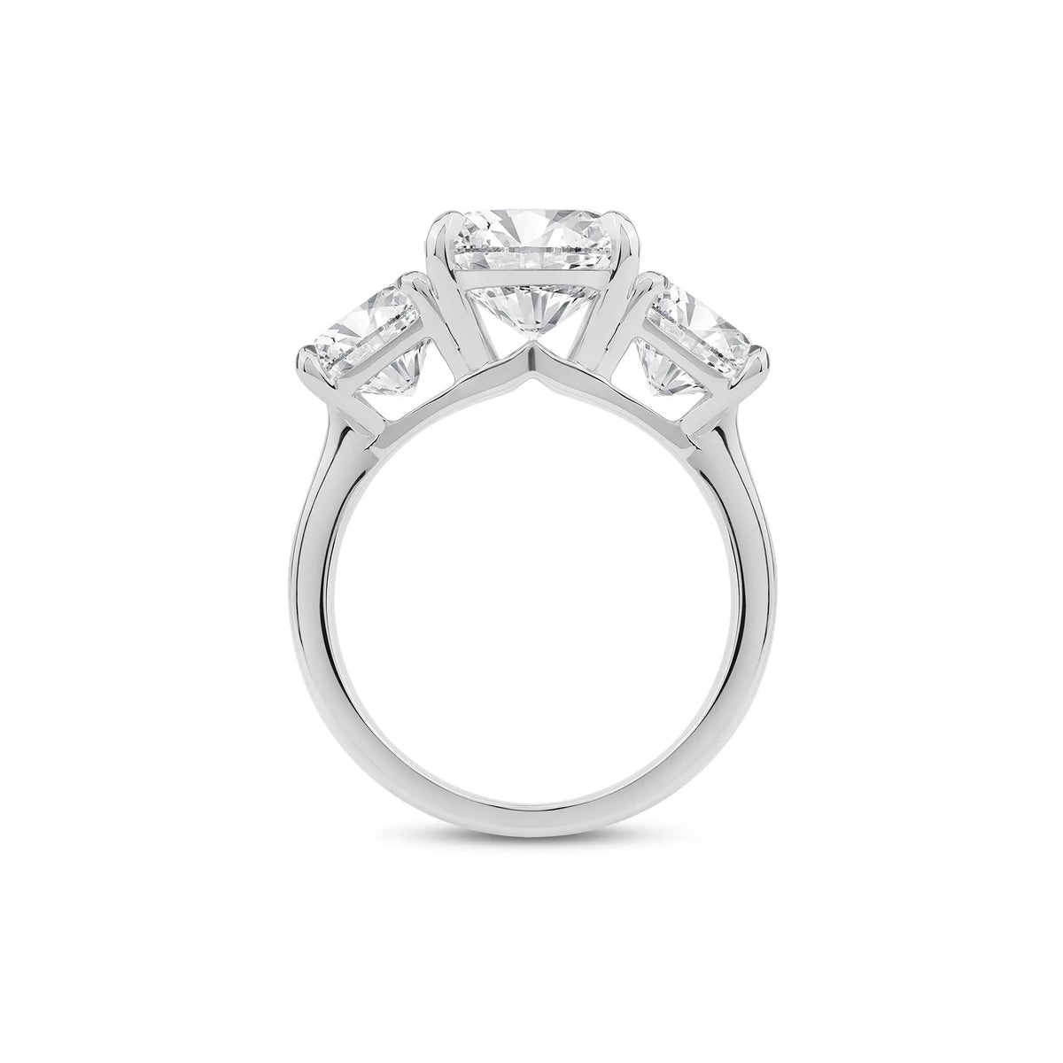 7 CT. Tw. Lab Grown Diamond Asscher-Cut Three Stone Engagement Ring Platinum White Size 9 2.5mm