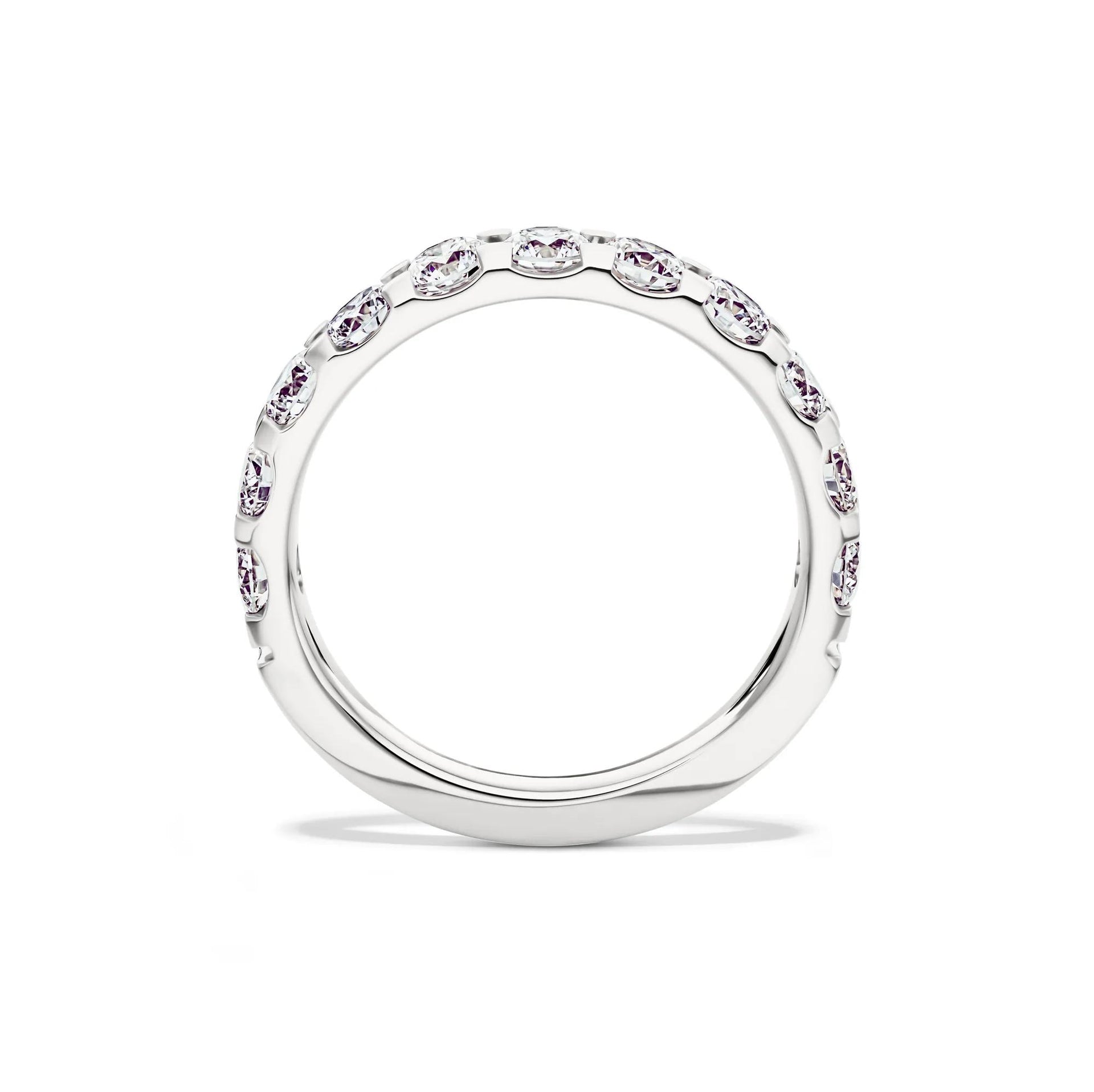 1/2 CT. Tw. Lab Grown Diamond Band Ring 14K White Gold Round Brilliant Cut Size 6.5 2mm