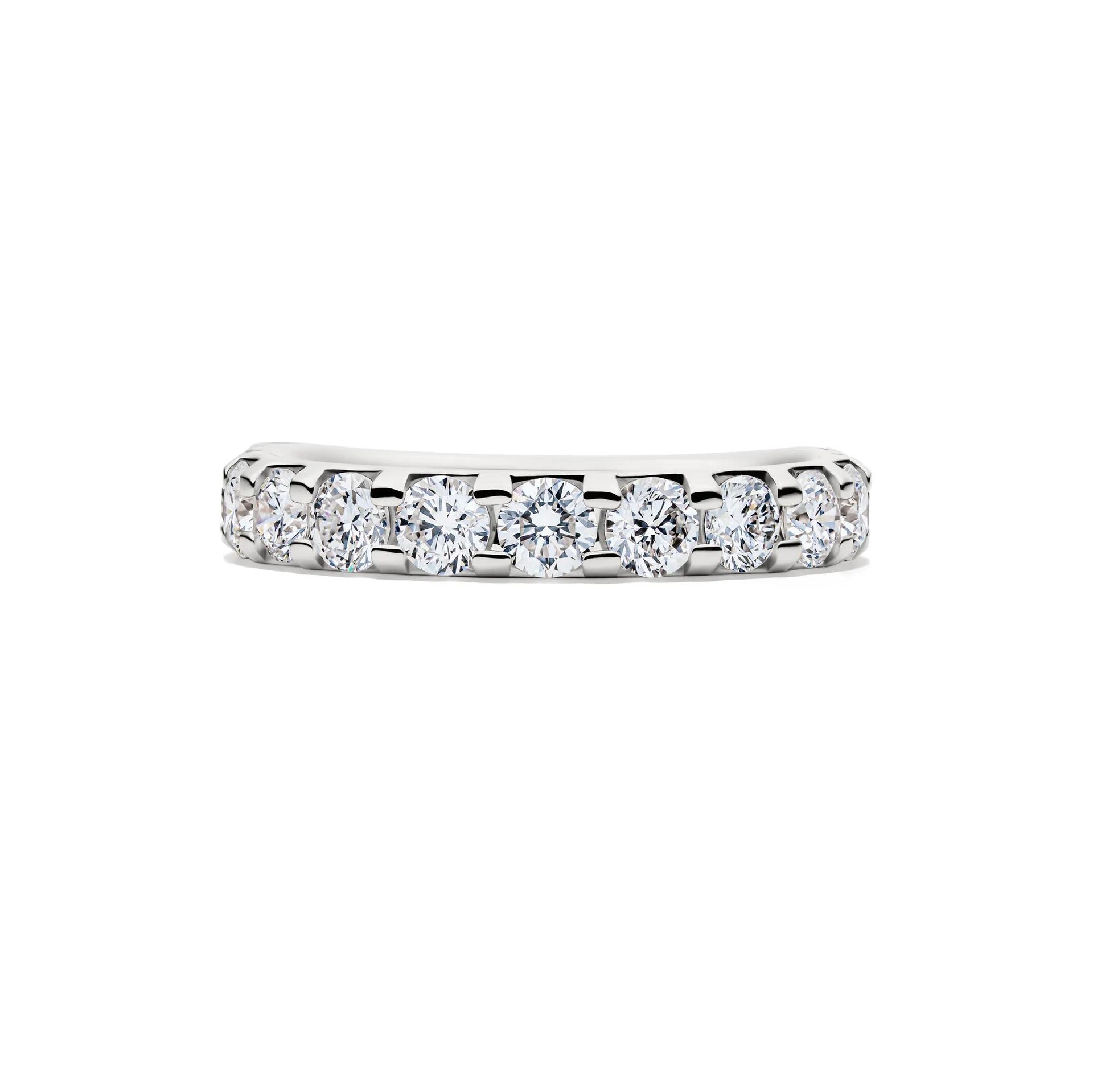 1/2 CT. Tw. Lab Grown Diamond Band Ring 14K White Gold Round Brilliant Cut Size 6.5 2mm