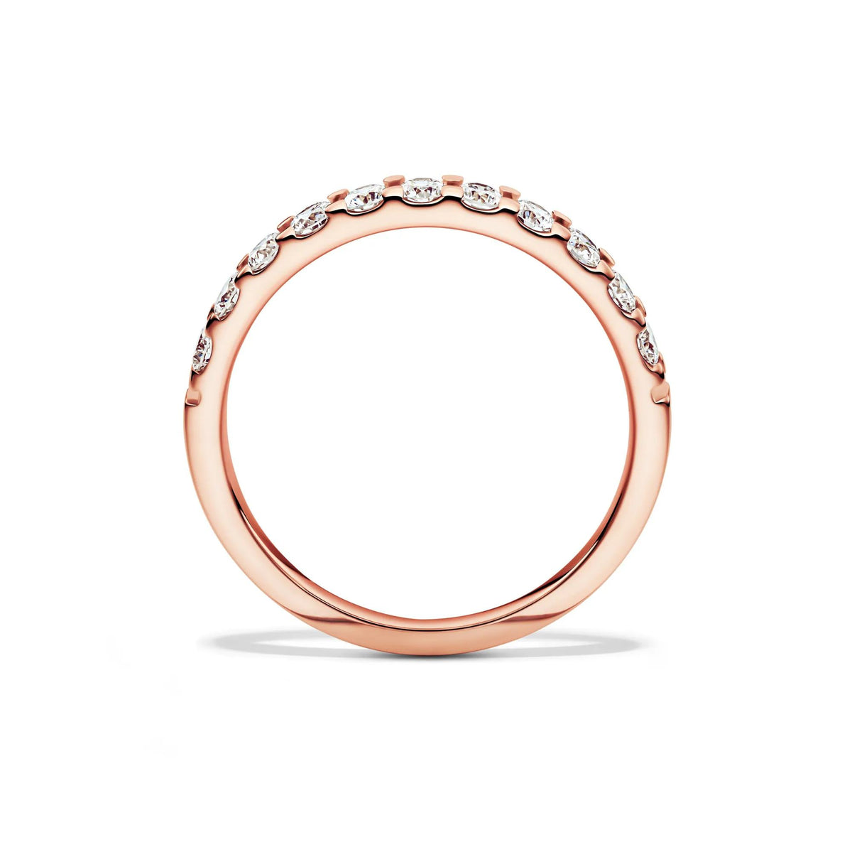 1/2 CT. Tw. Lab Grown Diamond Band Ring 14K Rose Gold Round Brilliant Cut Size 5 2mm