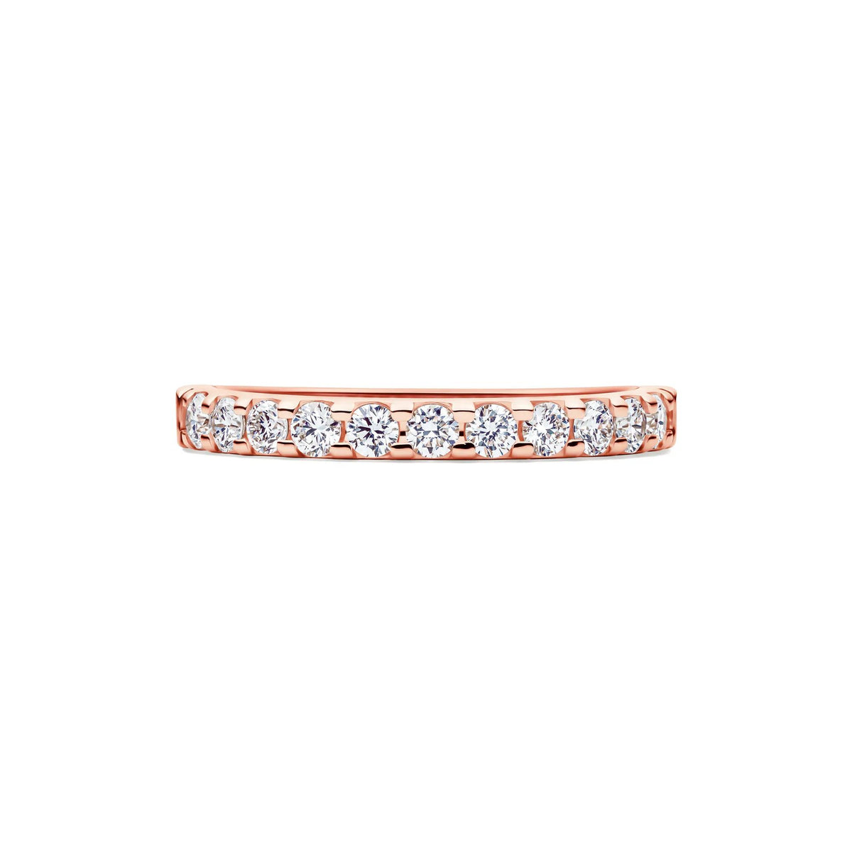 1/2 CT. Tw. Lab Grown Diamond Band Ring 14K Rose Gold Round Brilliant Cut Size 5 2mm