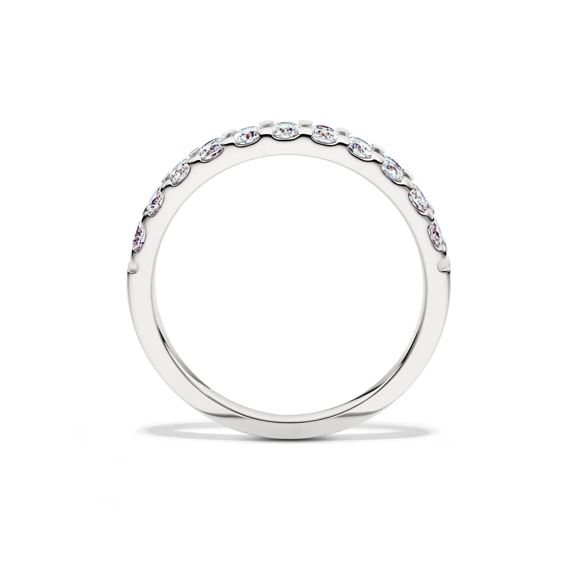 1/2 CT. Tw. Lab Grown Diamond Wedding Band Ring Platinum Round Brilliant Cut White Size 6.5 1.5mm
