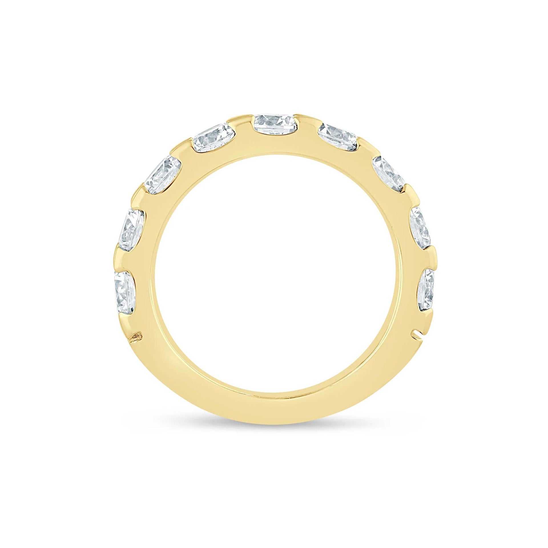 3 CT. Tw. Lab Grown Diamond Wedding Band Ring 14K Yellow Gold Round Brilliant Cut Size 8.5 3mm